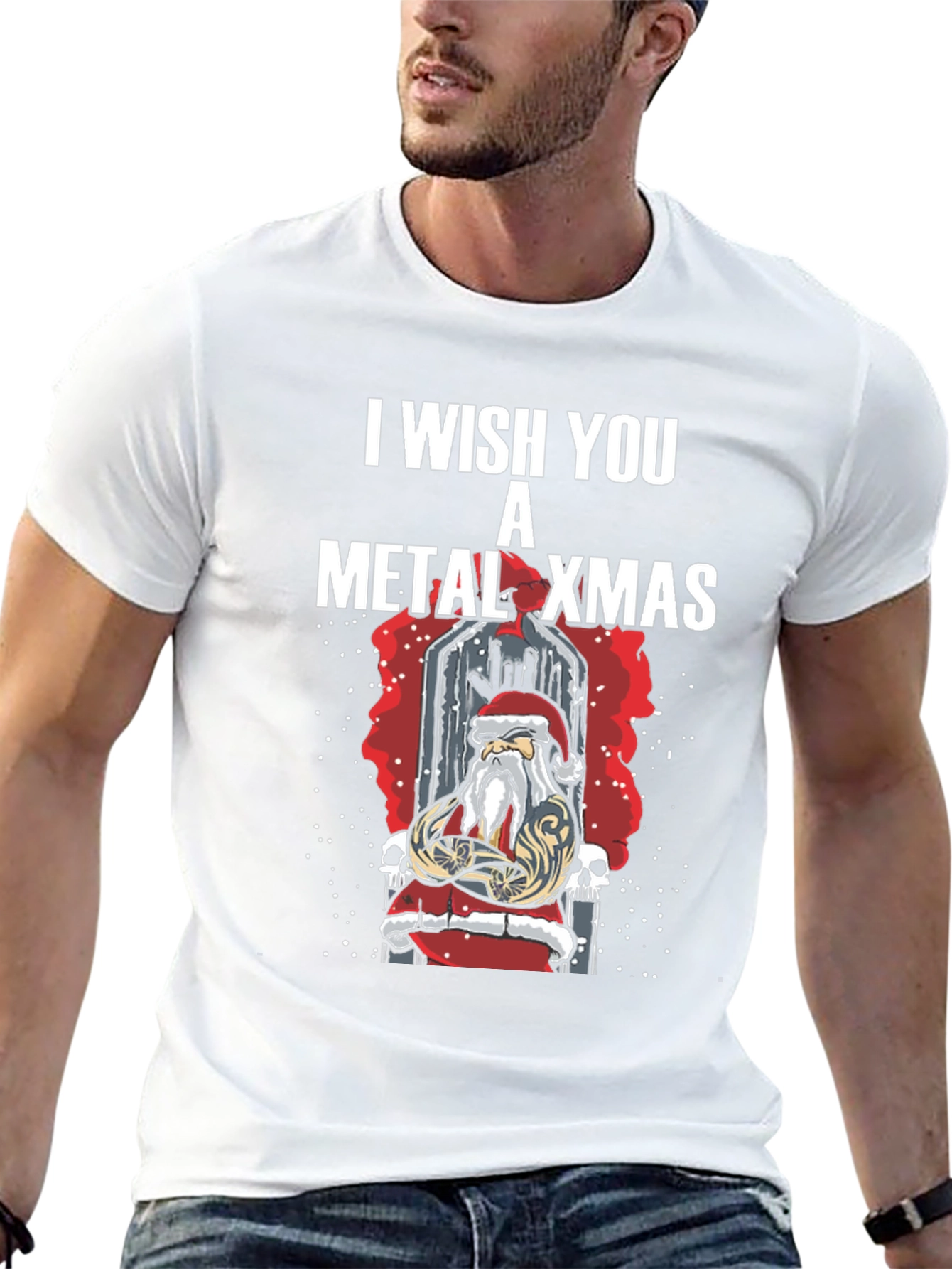 Metal Xmas T-Shirt - Heavy Santa Claus Design