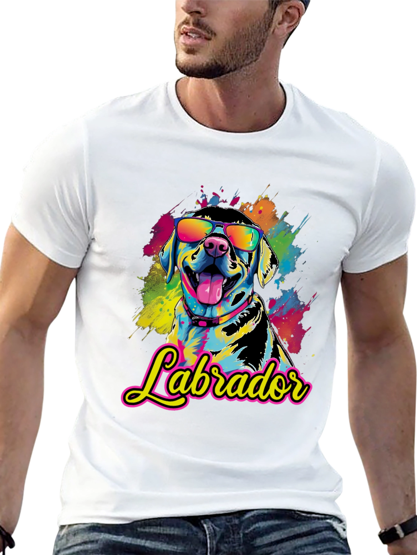 Cool Labrador T-Shirt - Vibrant Dog Graphic Tee