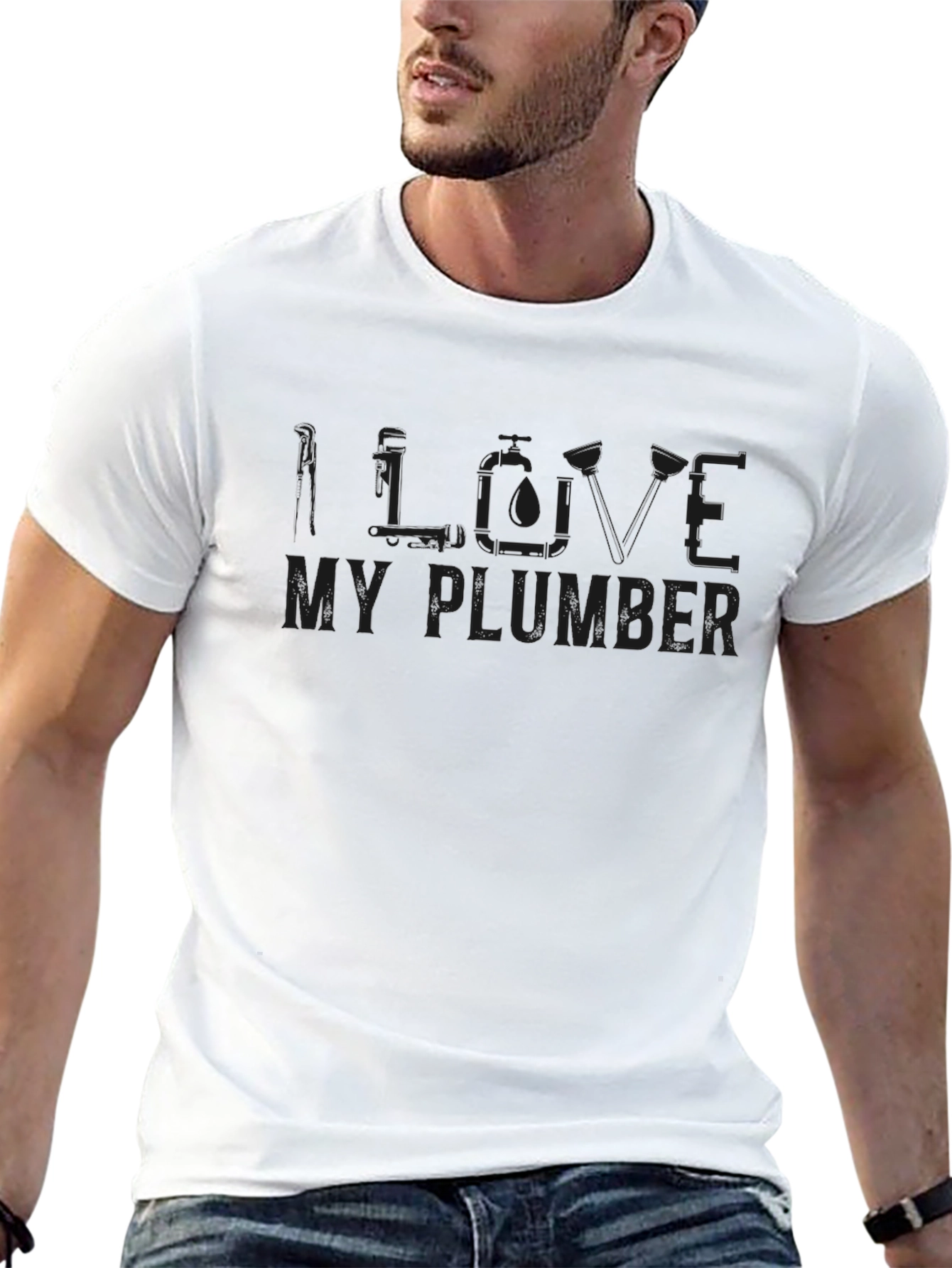 I LOVE MY PLUMBER Funny Graphic T-Shirt