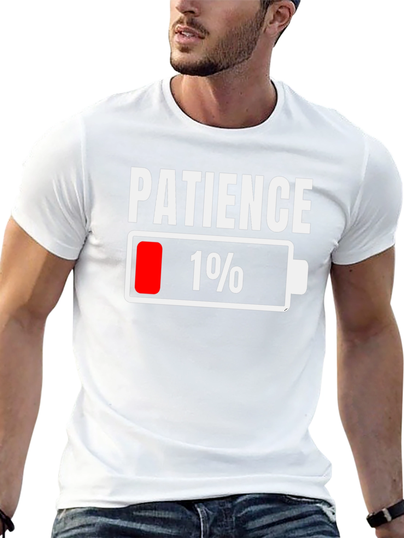 Patience 1% Battery Low Funny Graphic Tee