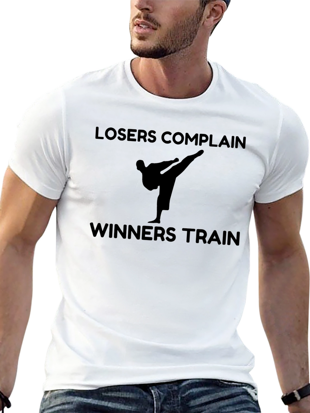 Losers Complain Winners Train Black T-Shirt