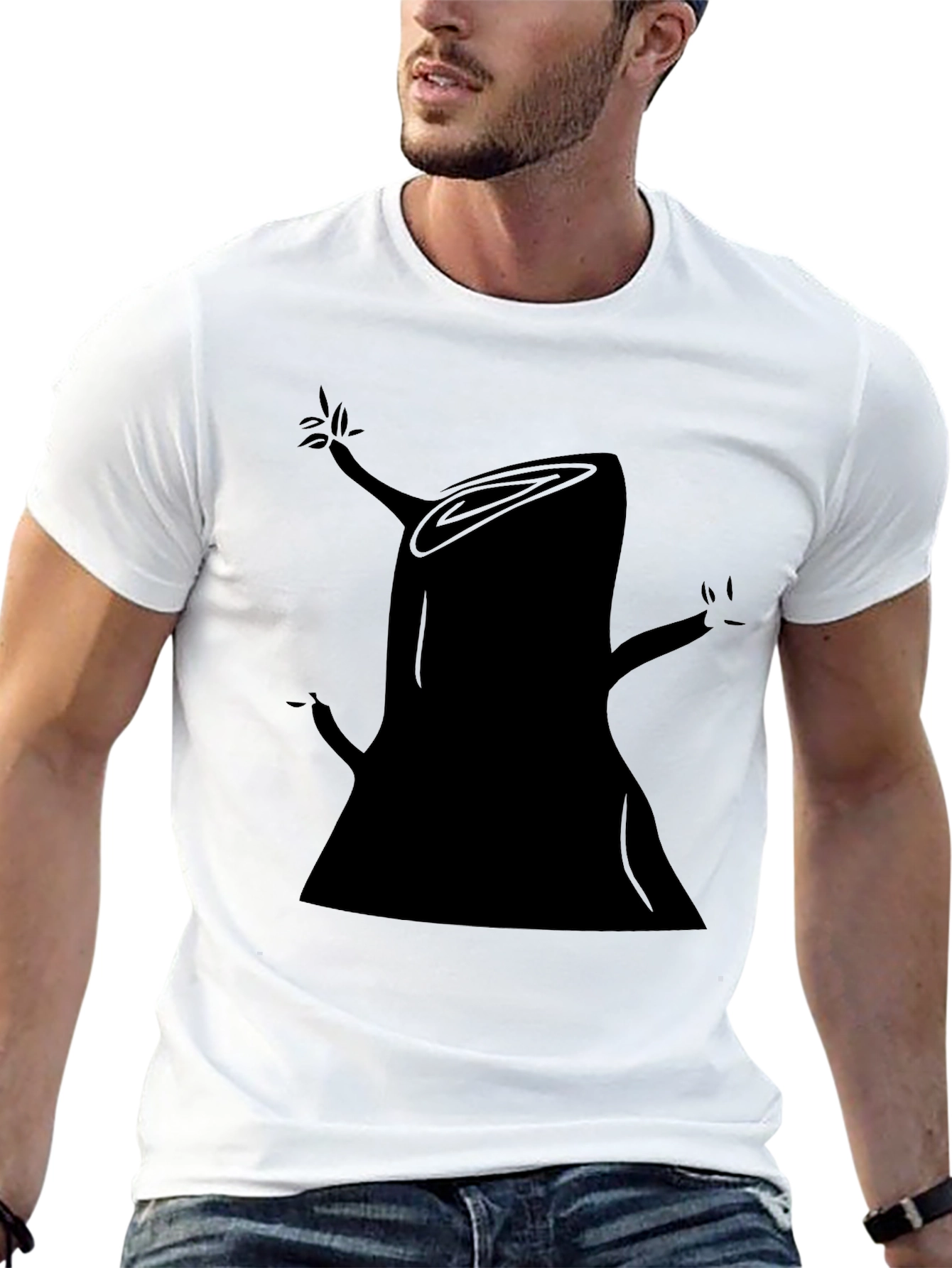 Abstract Tree Stump Graphic Tee - Black
