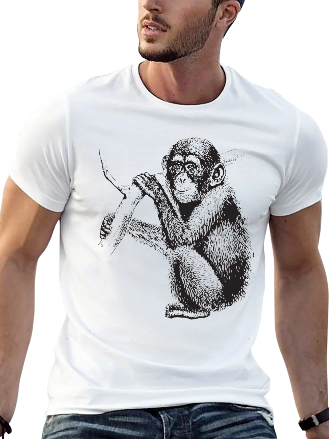 Monkey Graphic Print Black T-Shirt
