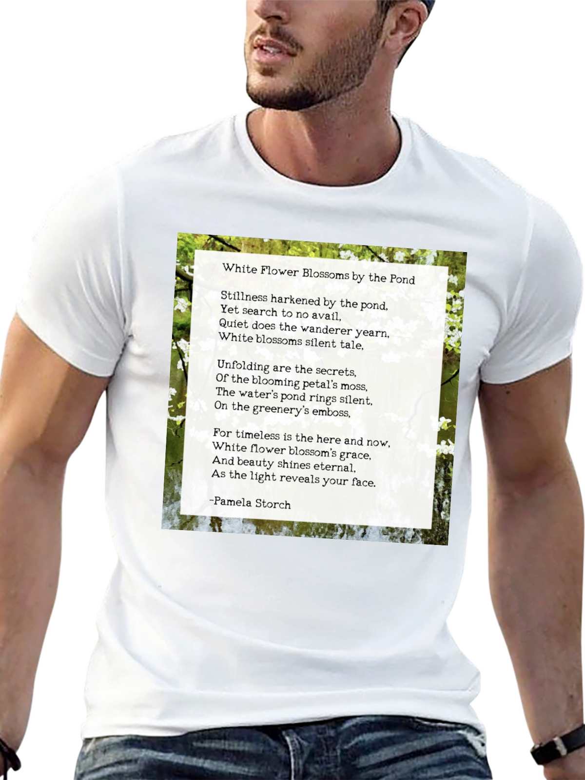 Floral Poem T-Shirt - White Flower Blossoms