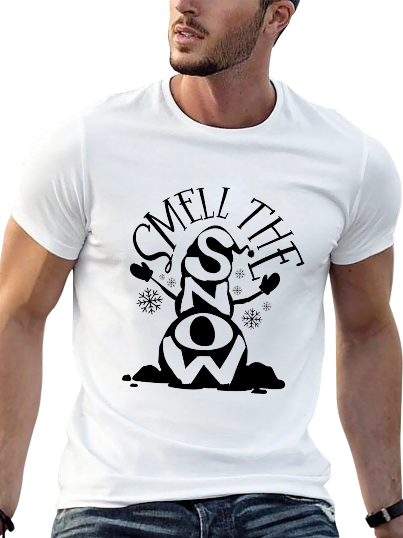 Smell the Snow Black Graphic T-Shirt