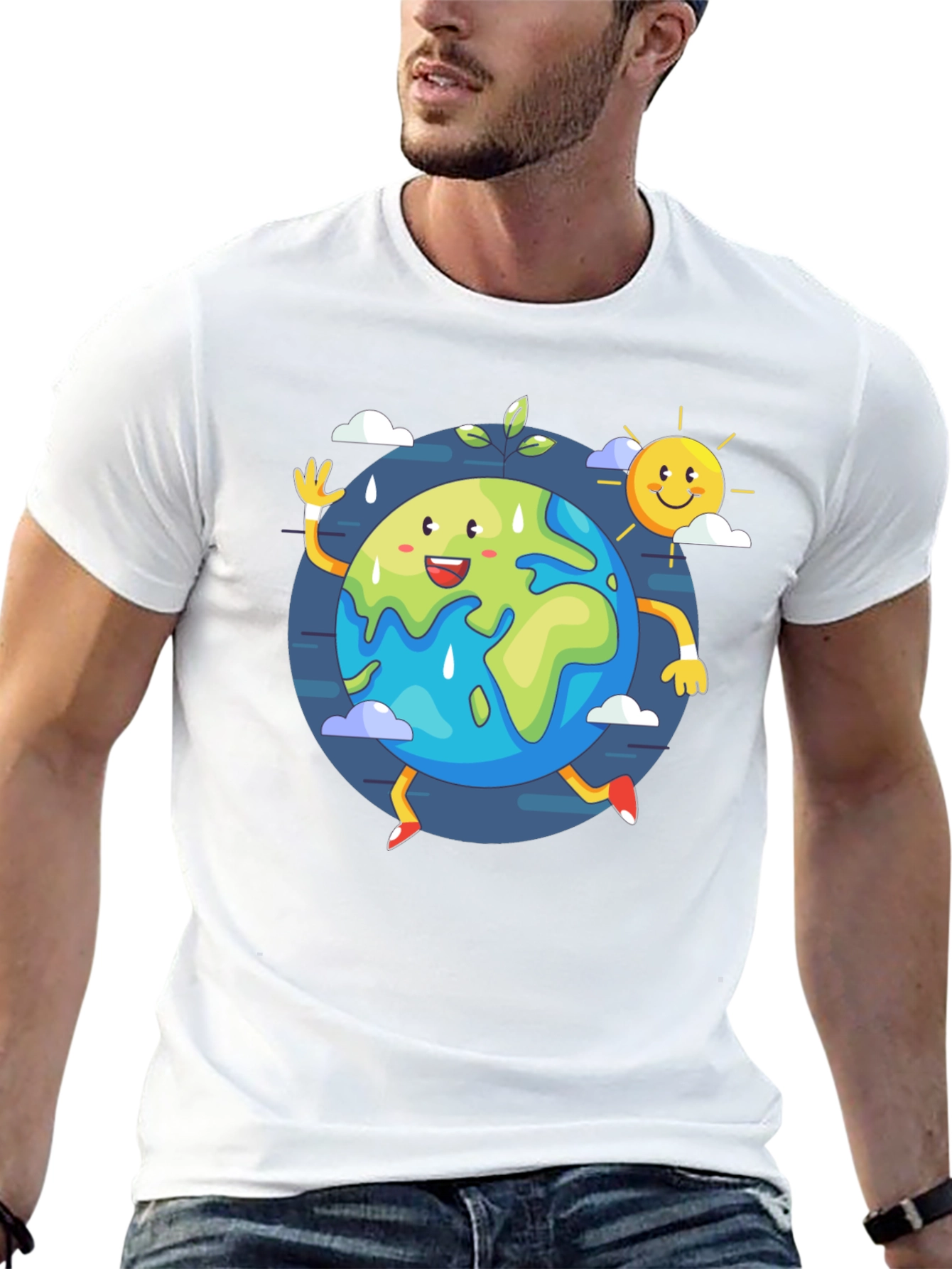 Cartoon Earth Graphic Tee - Save the Planet