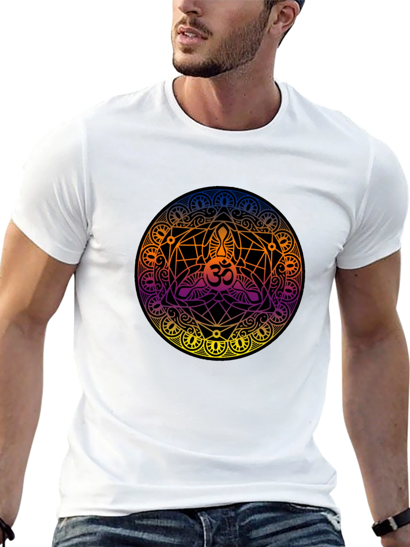 Om Mandala Graphic Tee - Black Cotton T-Shirt