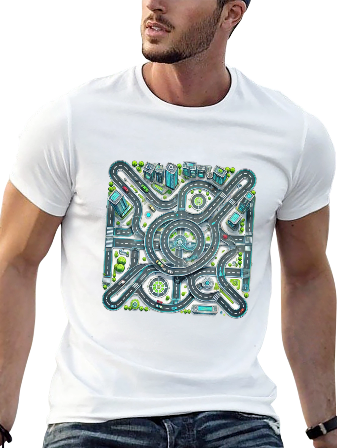 Roadmap Graphic Tee - Cityscape Design