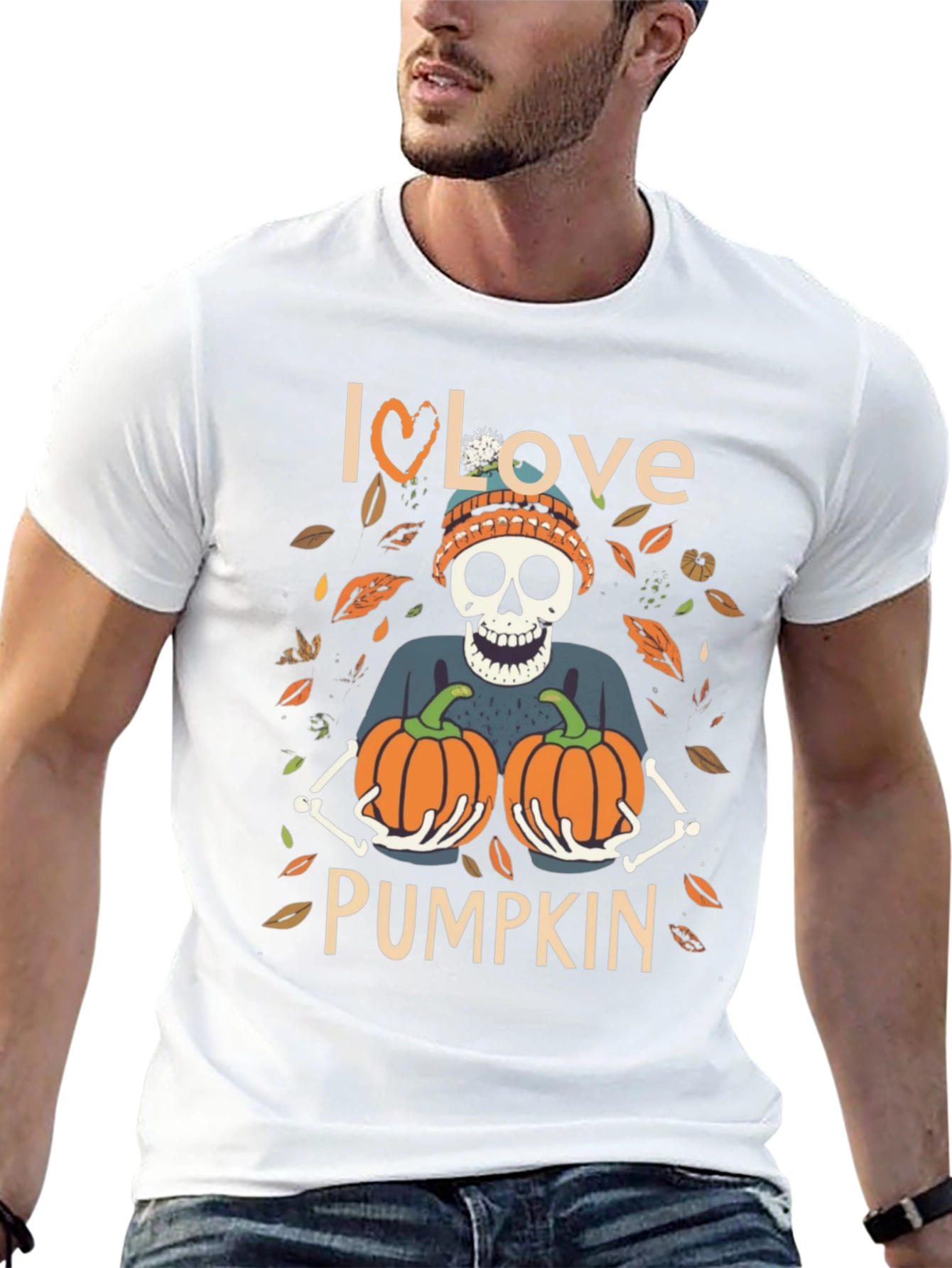 I Love Pumpkin Skeleton Fall T-Shirt
