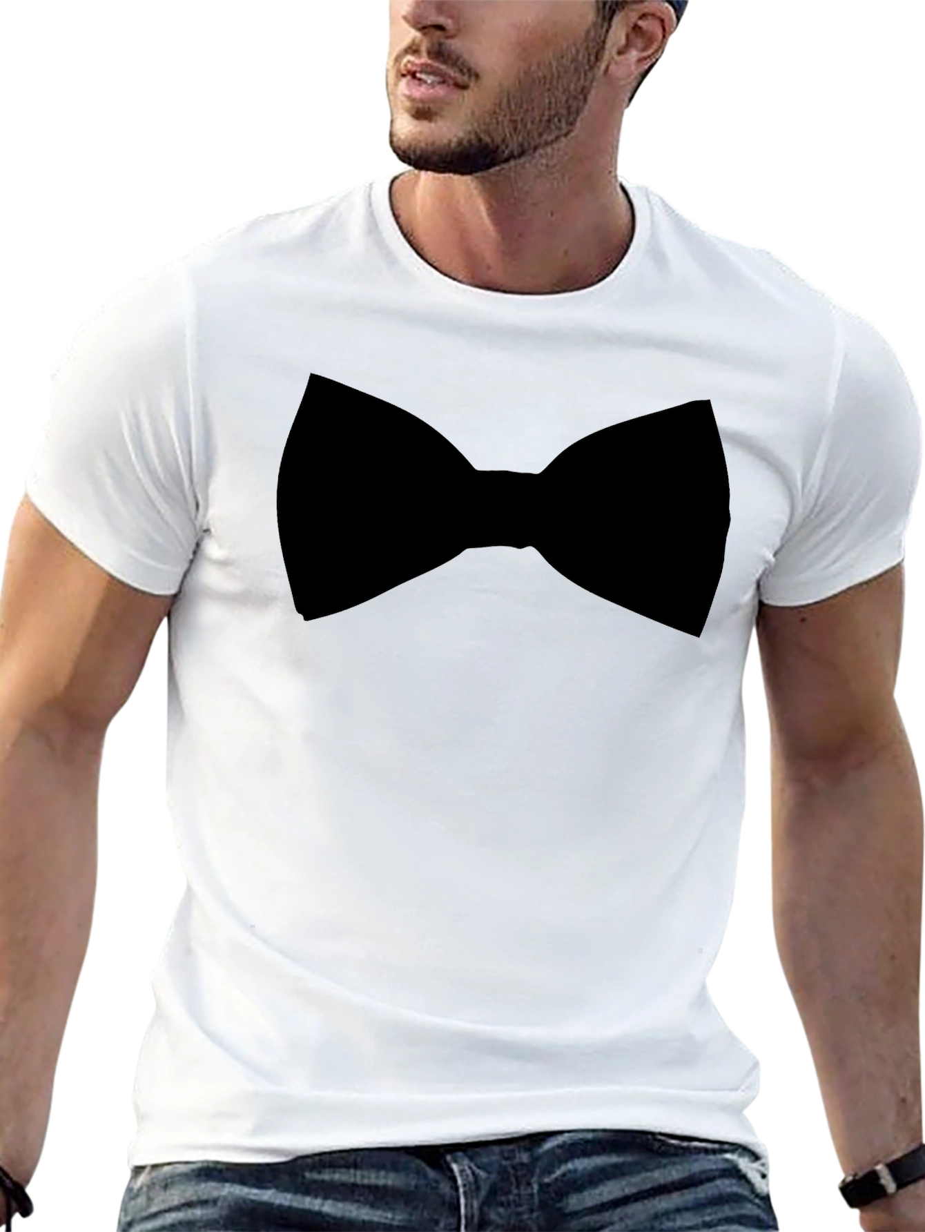 Black Bow Tie Graphic Tee - Menswear Casual