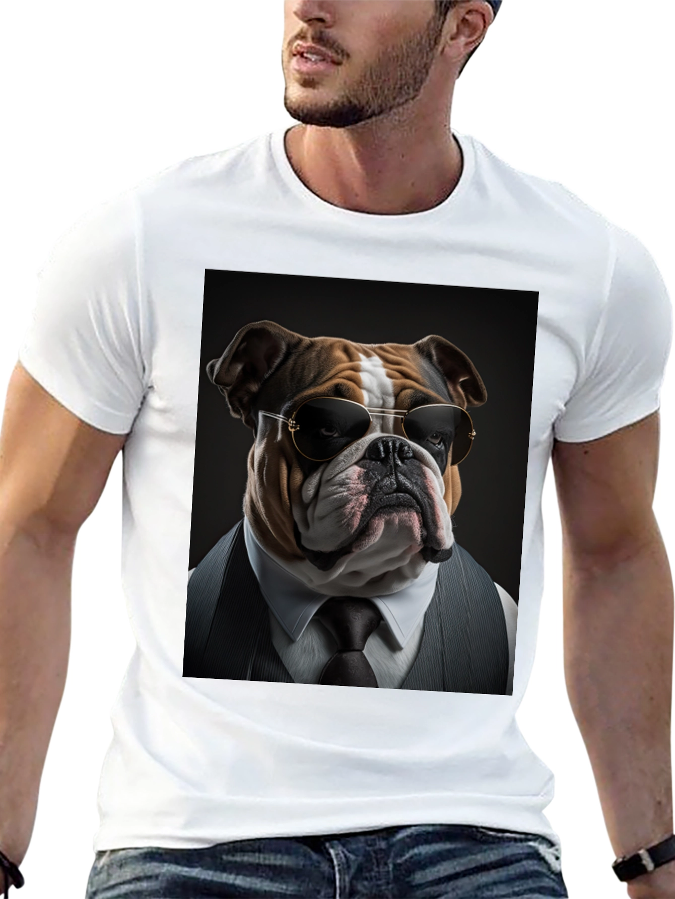 Bulldog Boss T-Shirt: Cool Dog in Suit!