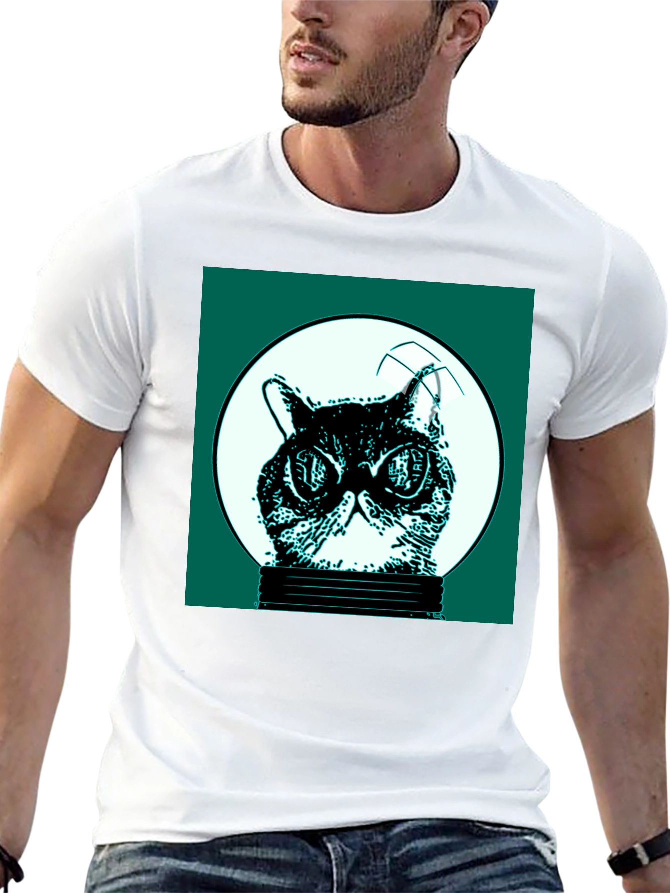 Cool Cat in Bulb Graphic Tee
