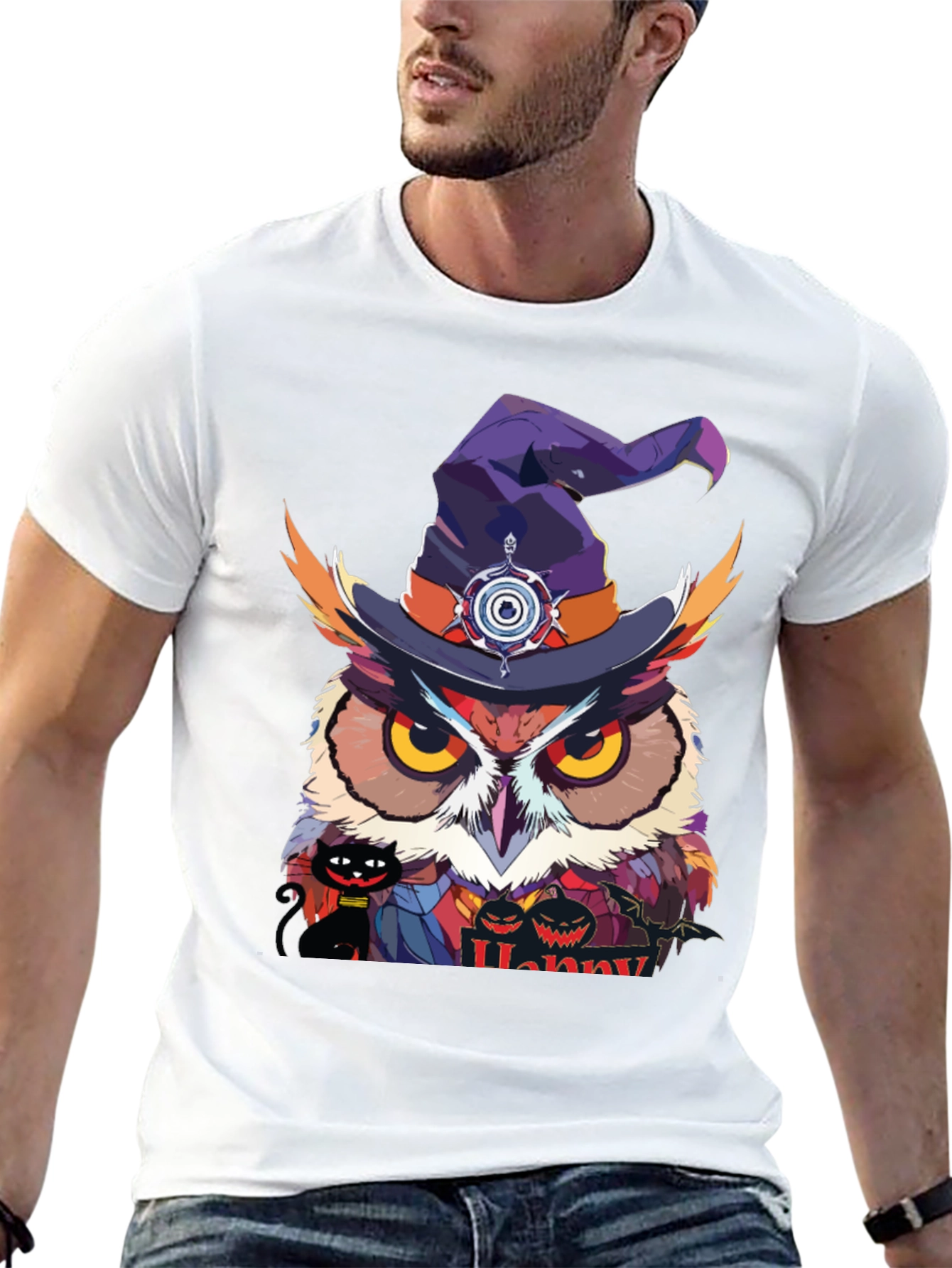 Halloween Owl Witch Hat T-Shirt