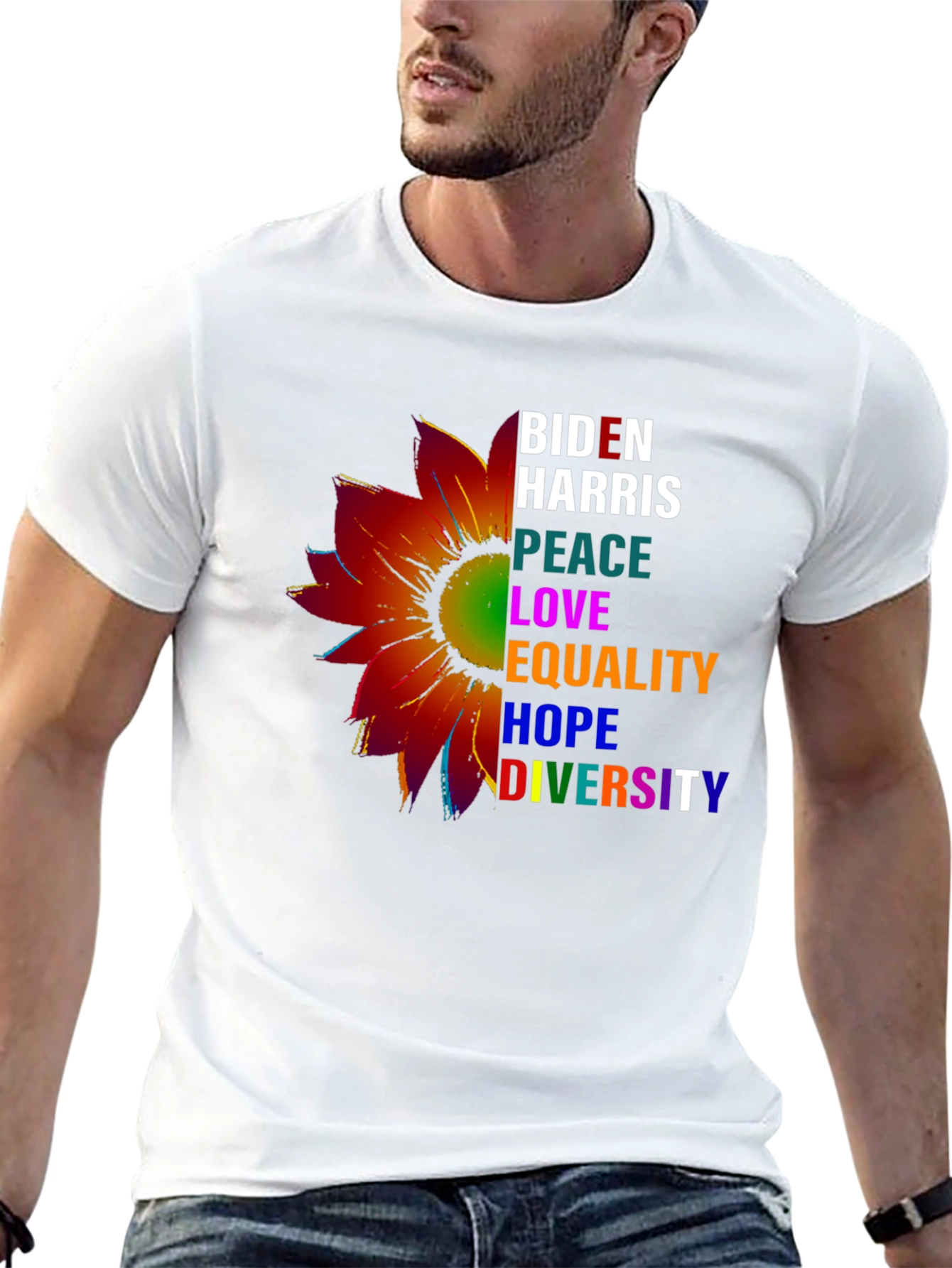 Biden Harris Peace Love Equality Graphic T-Shirt