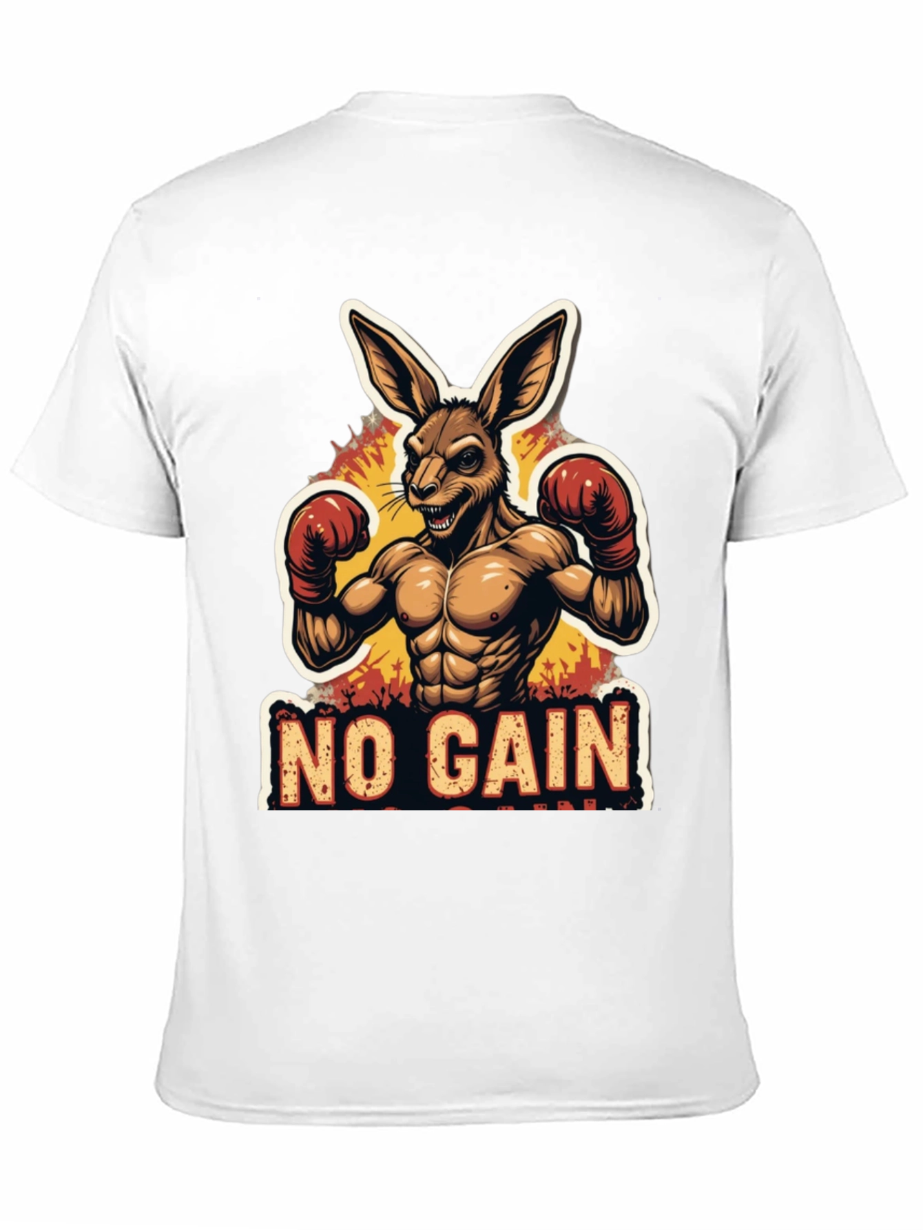 No Gain T-Shirt Kangaroo Boxer Design Black Tee