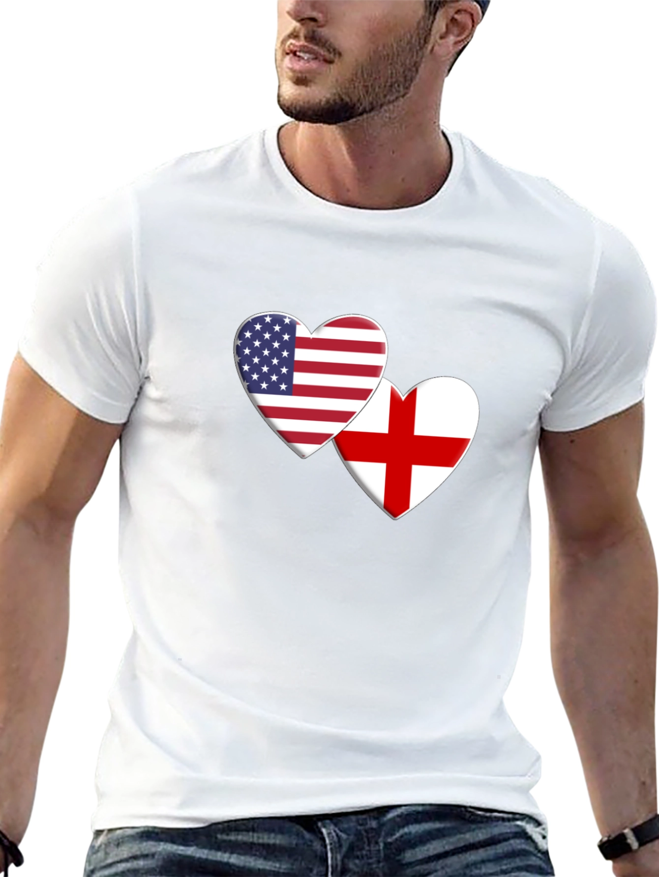 USA & England Heart Flag T-Shirt