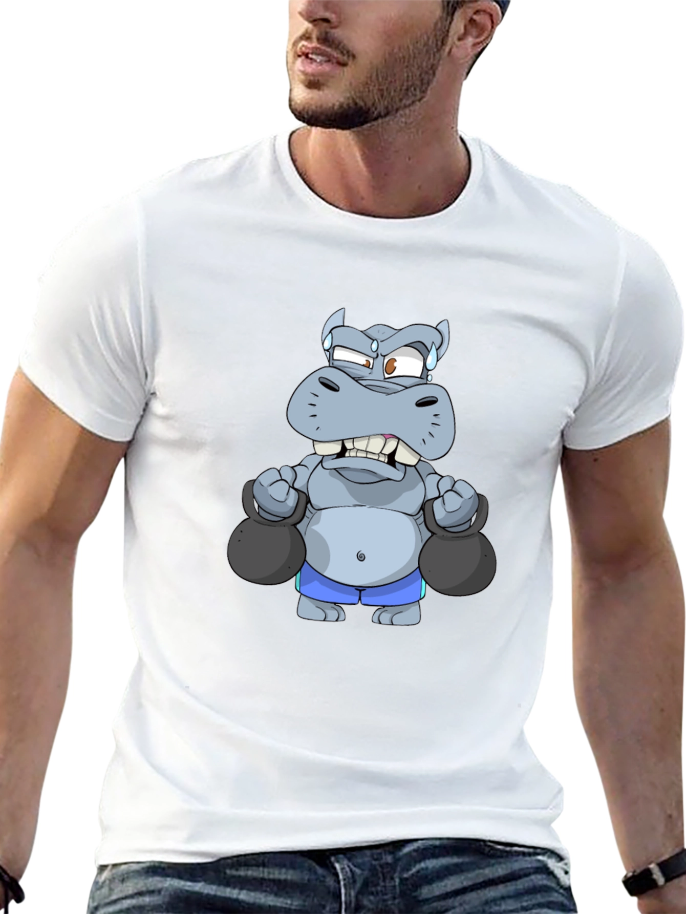 Weightlifting Hippo Graphic Tee - Black T-Shirt