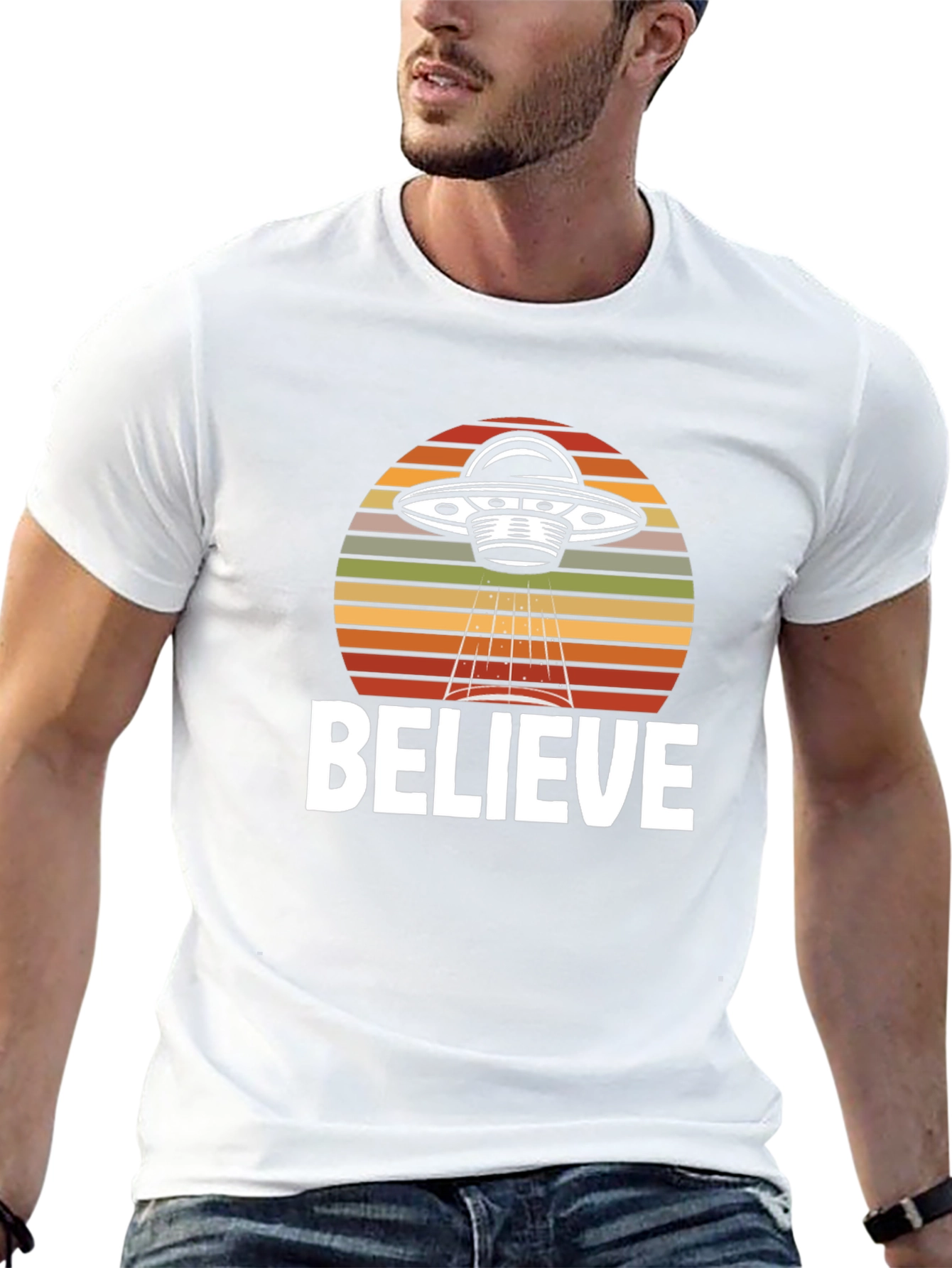 Believe UFO Graphic T-Shirt - Black