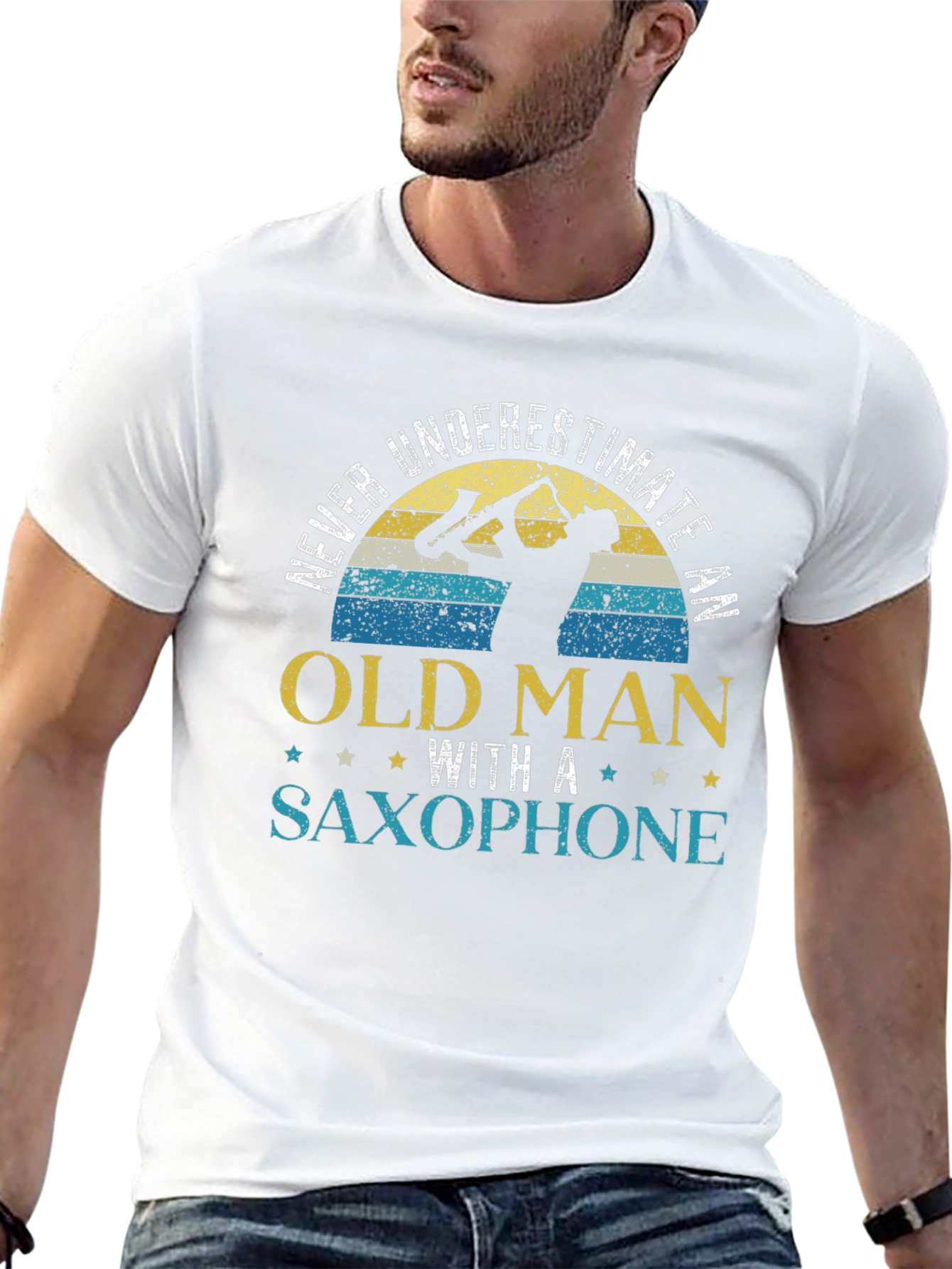 Never Underestimate Old Man Saxophone T-Shirt