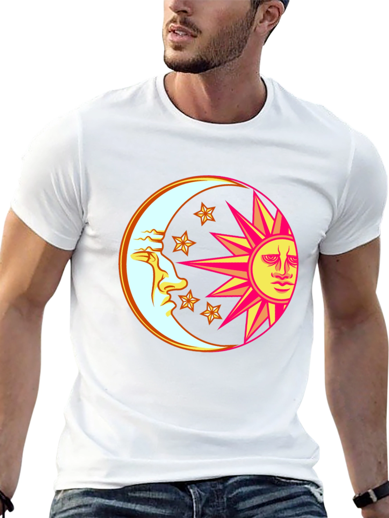 Celestial Moon & Sun Graphic T-Shirt