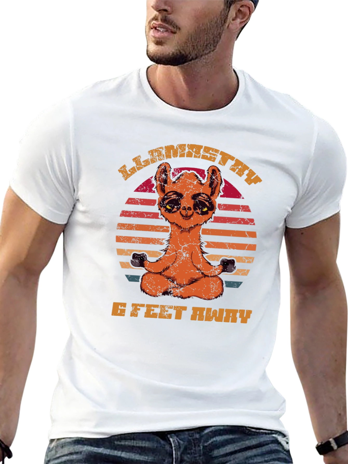 Llamastay 6 Feet Away Funny T-Shirt