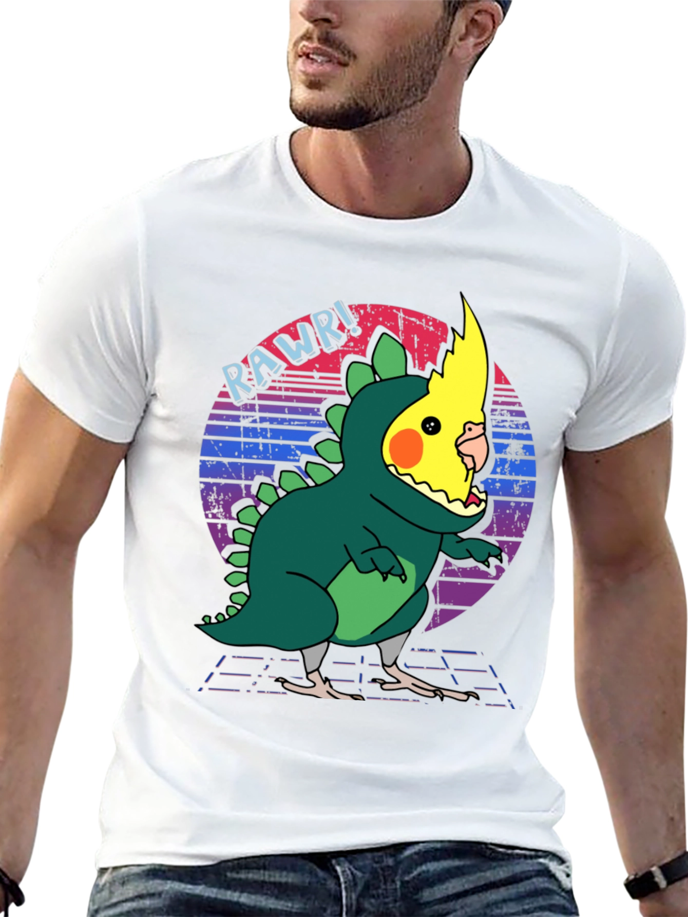 Retro Rawr! Parrot Dinosaur T-Shirt