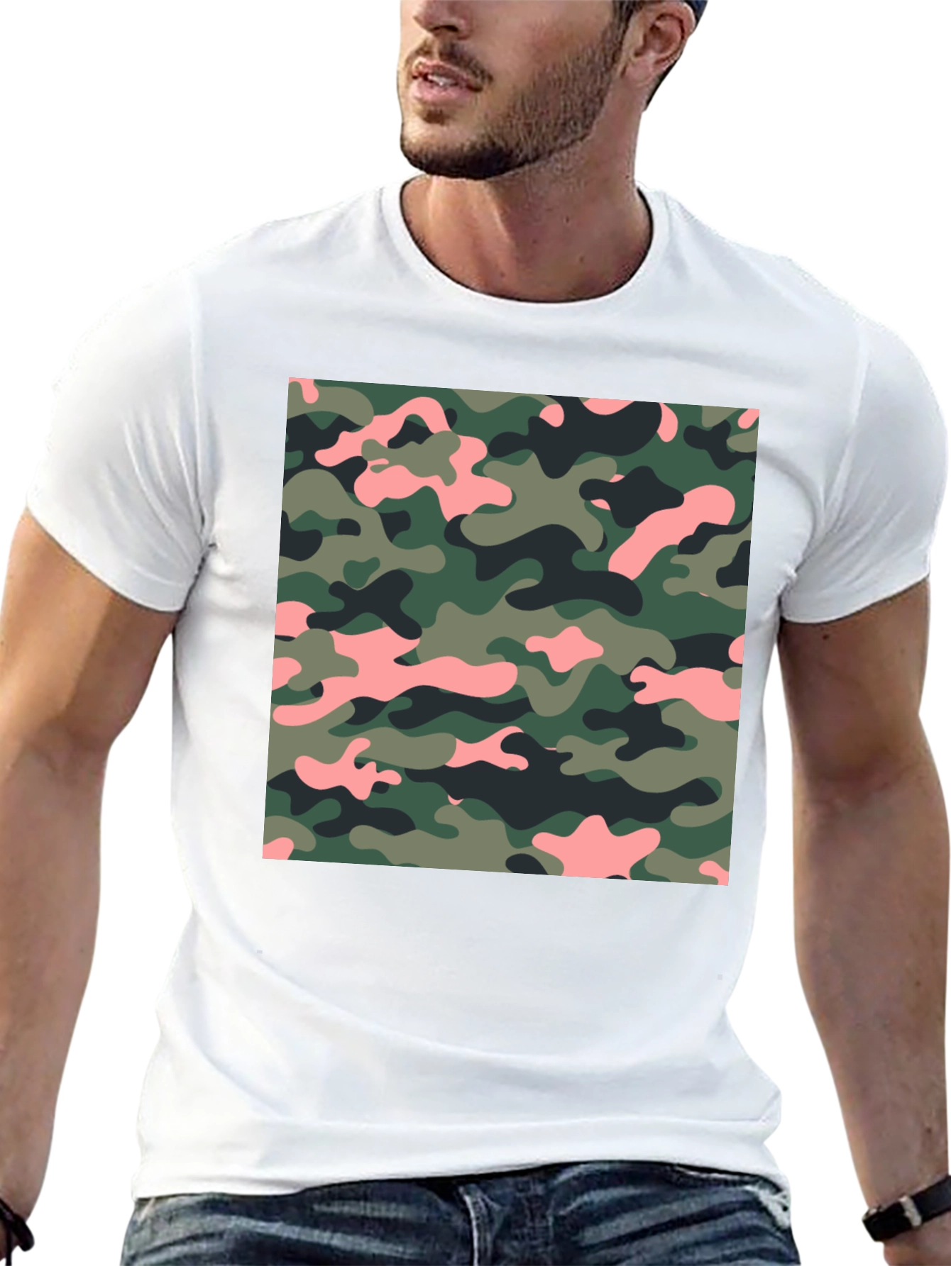 Camo Print Black T-Shirt