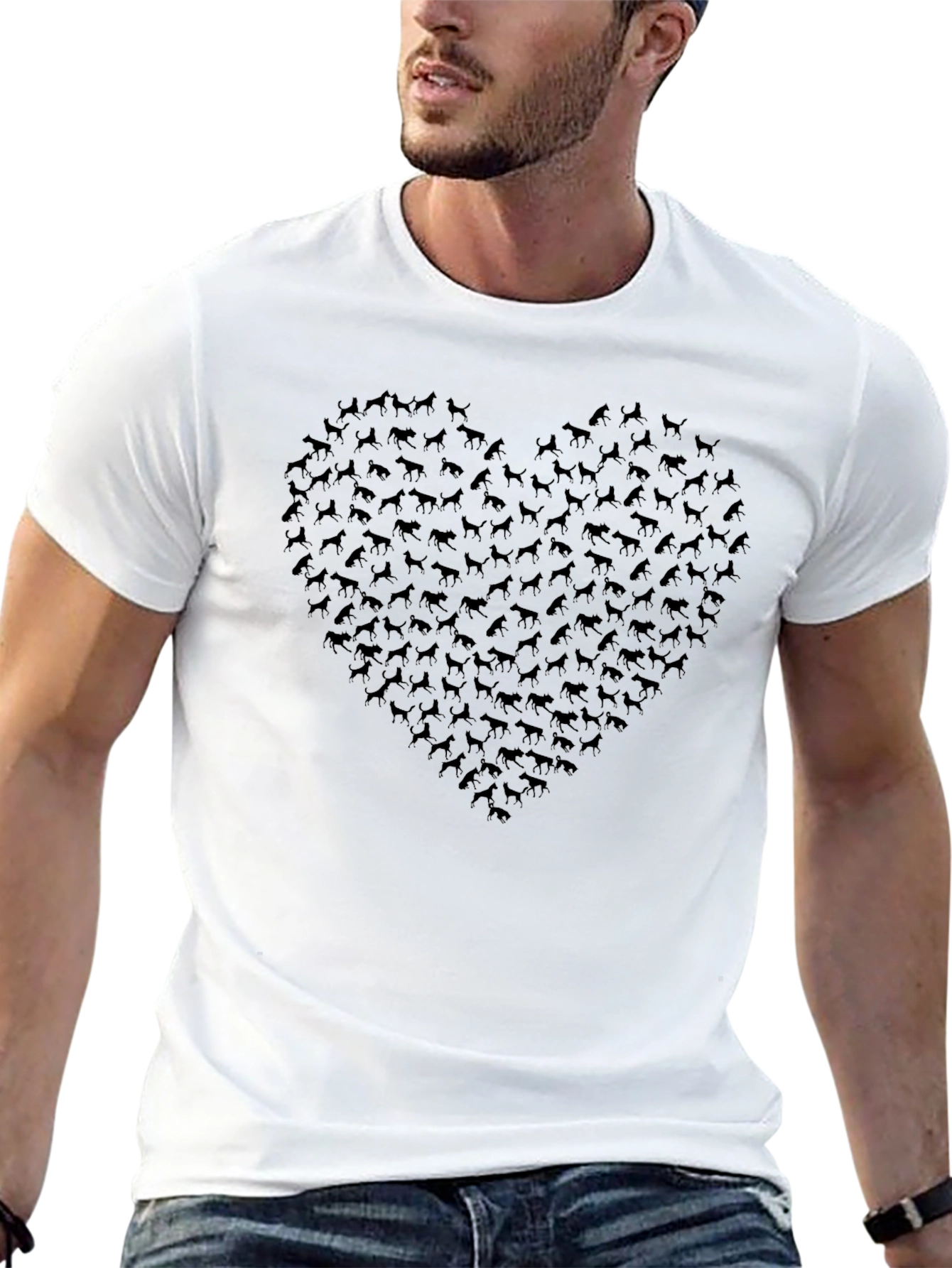 Dog Lover Heart Graphic Tee - Mens Black T-Shirt
