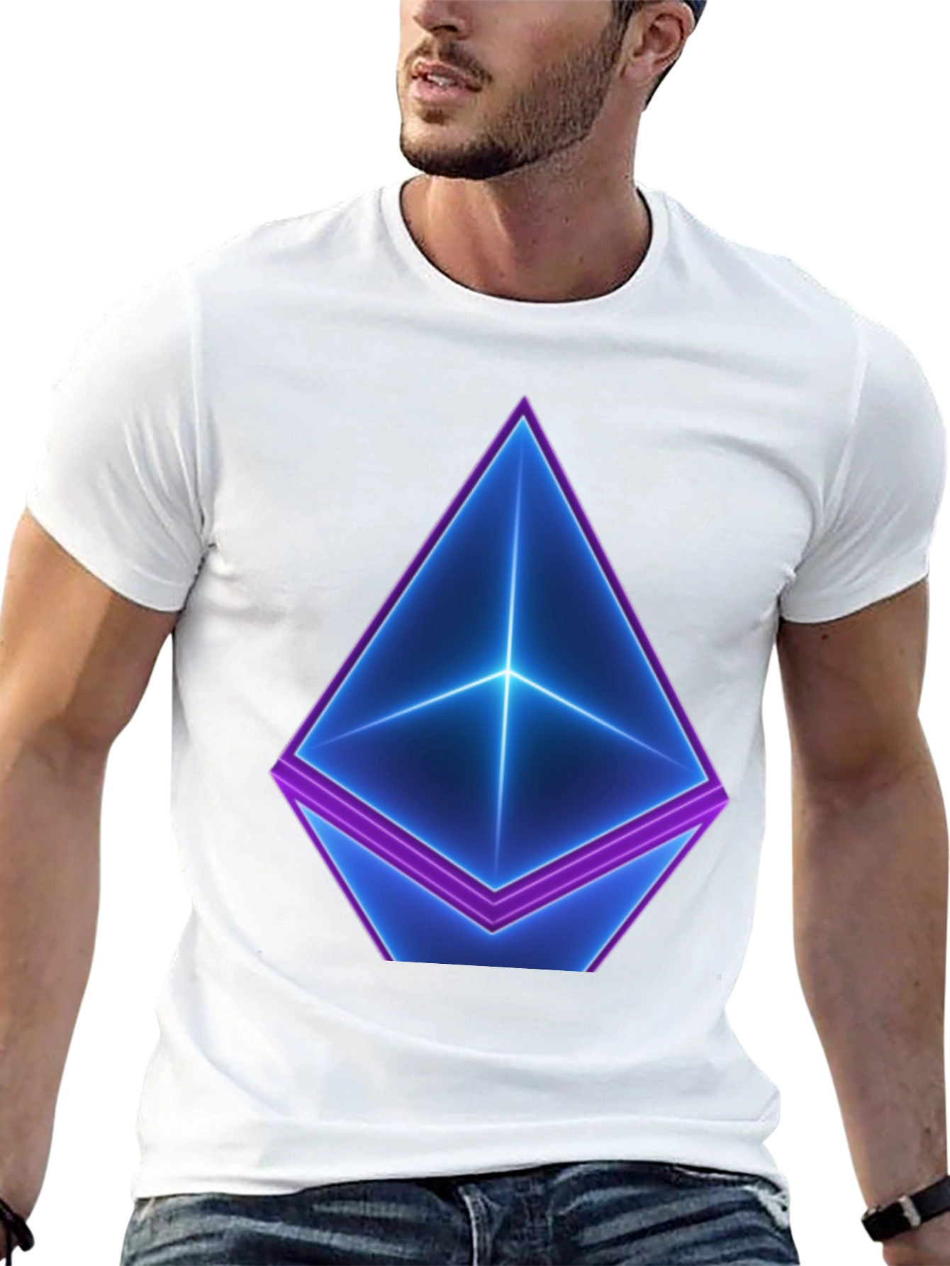 Neon Ethereum Logo Black T-Shirt