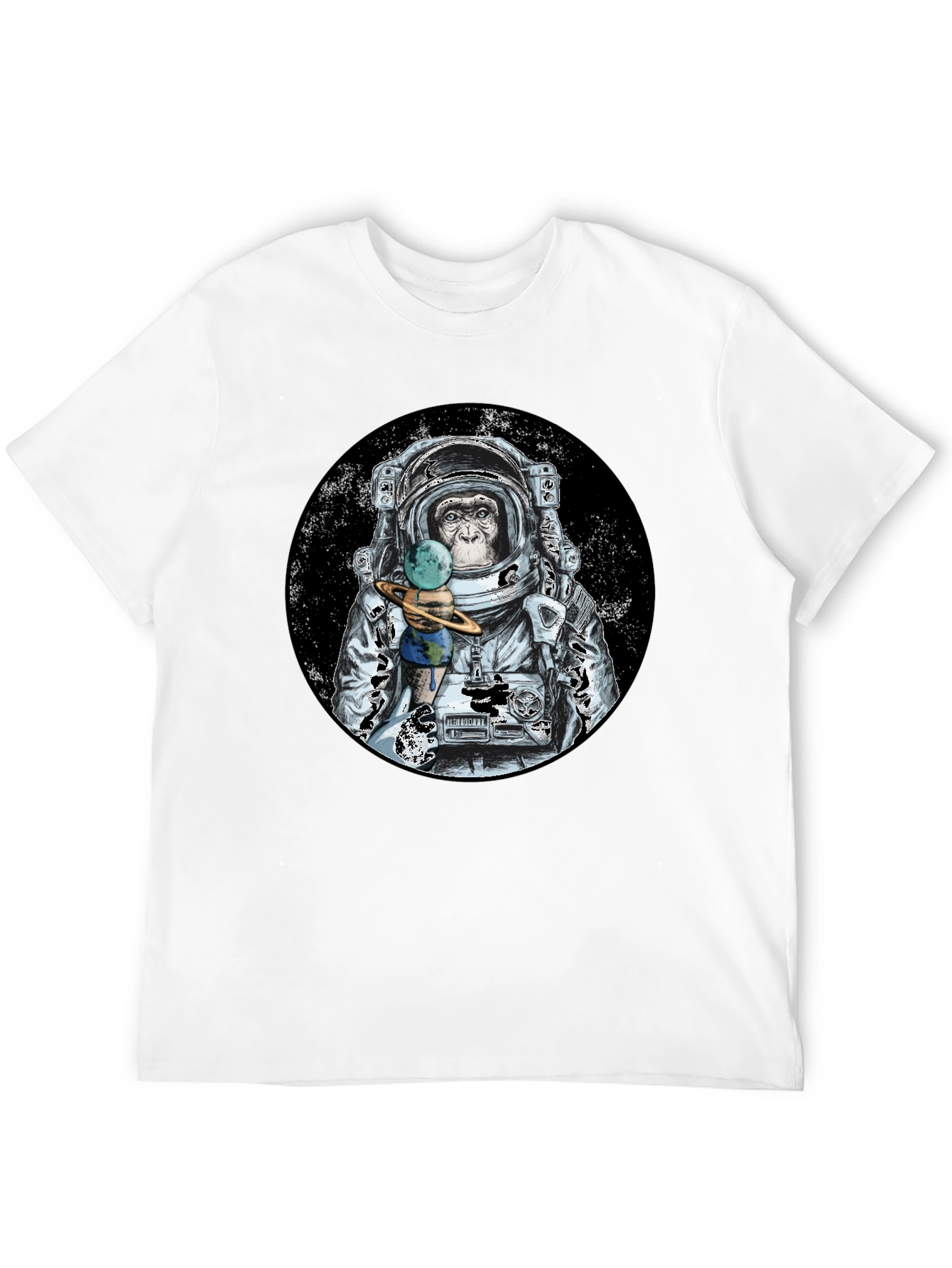 Monkey Astronaut Black T-Shirt