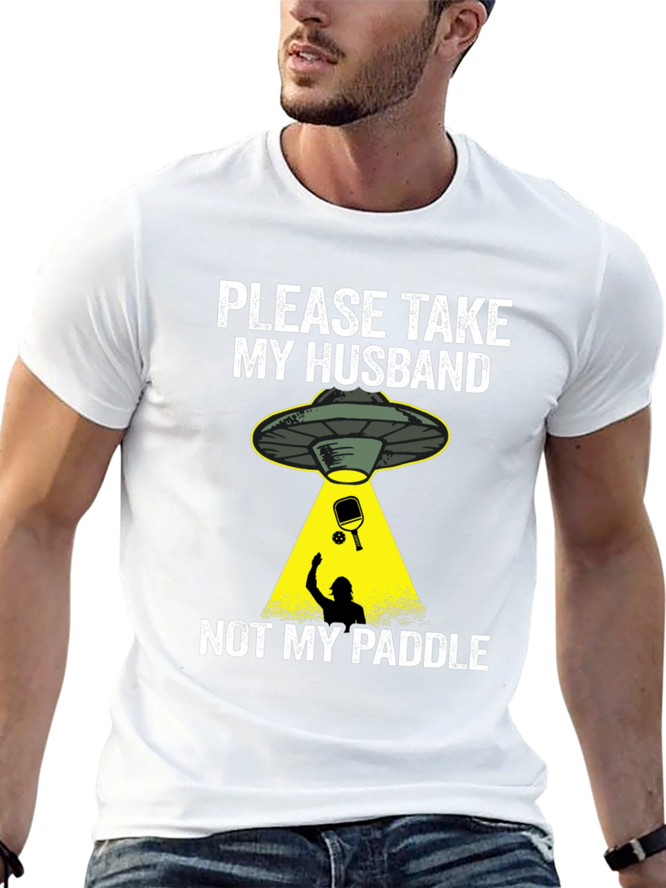 Funny Alien Abduction Husband Paddle T-Shirt
