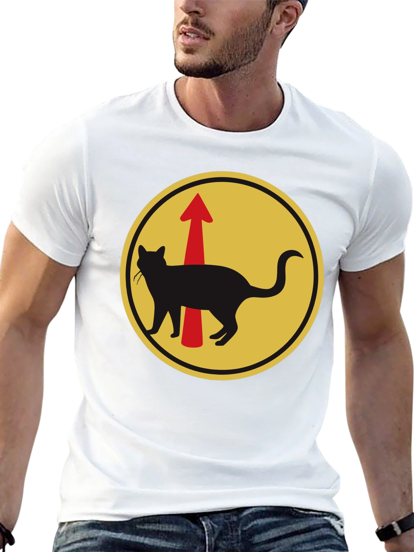 Cat Arrow T-Shirt - Black Unique Design