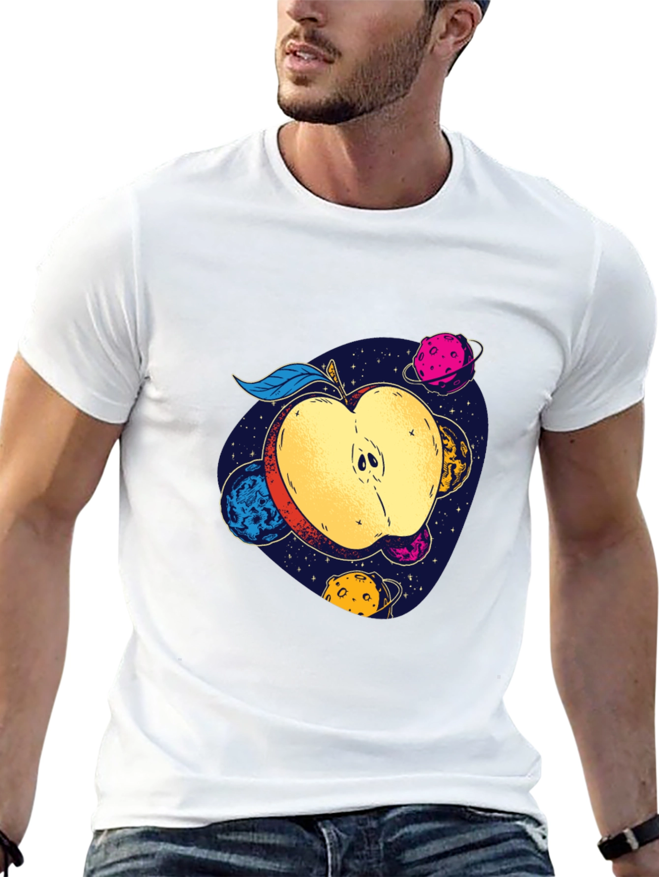 Cosmic Apple Graphic Tee - Modern Comfort Fit