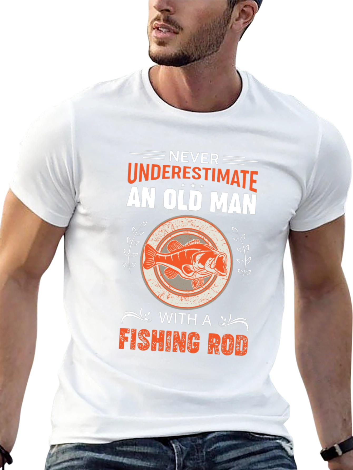 Never Underestimate Old Man Fishing Rod T-Shirt
