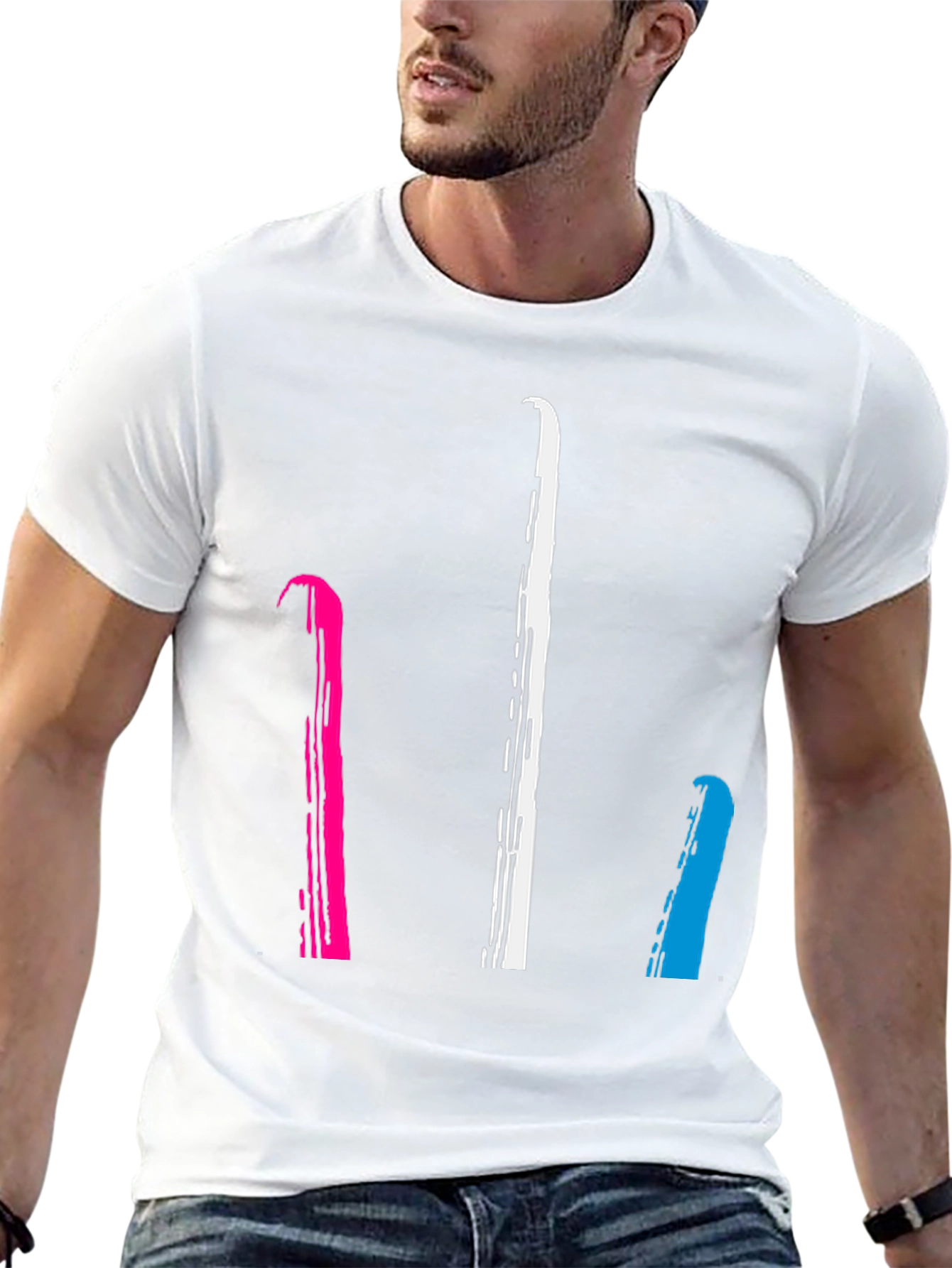 Abstract Stripe Graphic Tee - Mens Black T-Shirt