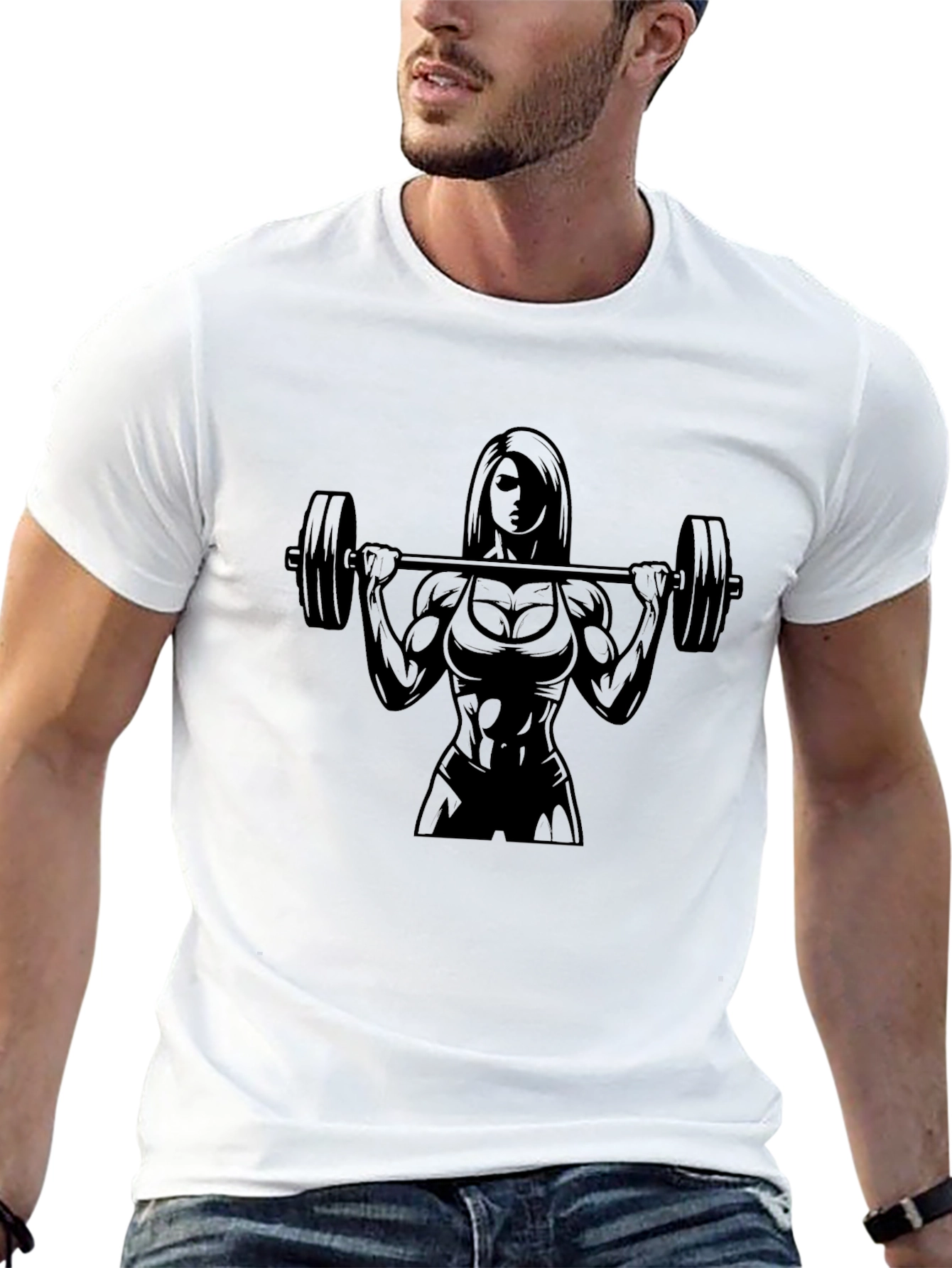 Weightlifting Woman Graphic Tee - Black Cotton T-Shirt