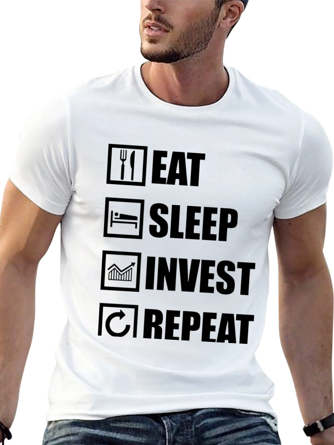 Eat Sleep Invest Repeat Graphic T-Shirt