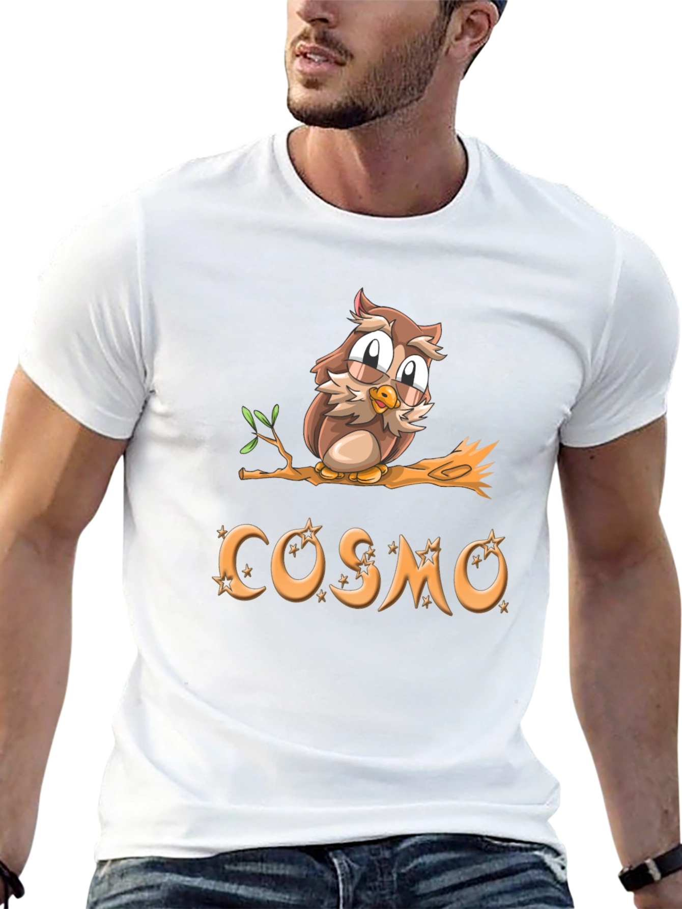 Cosmo Owl Graphic Tee - Black Cotton Blend