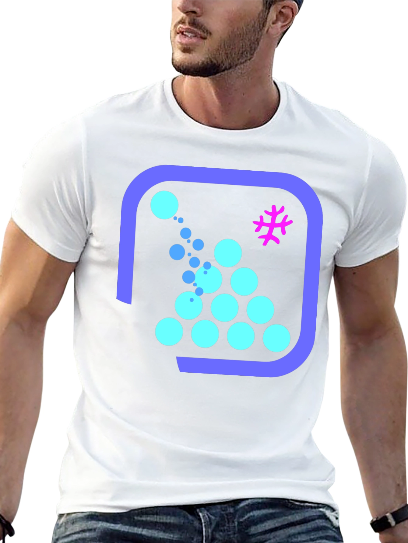 Geometric Bubble Pattern Black T-Shirt
