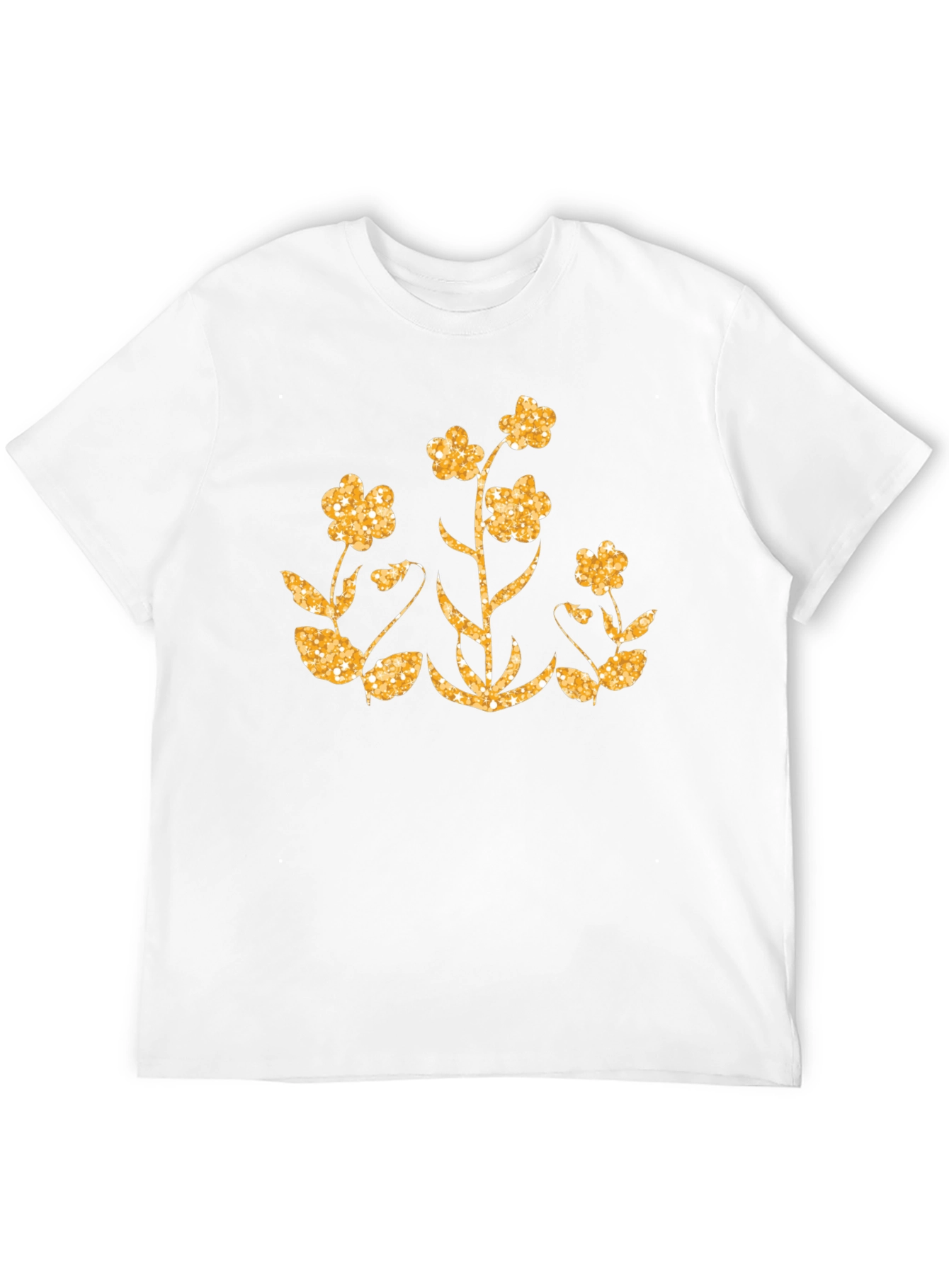 Floral Glitter Graphic Black T-Shirt