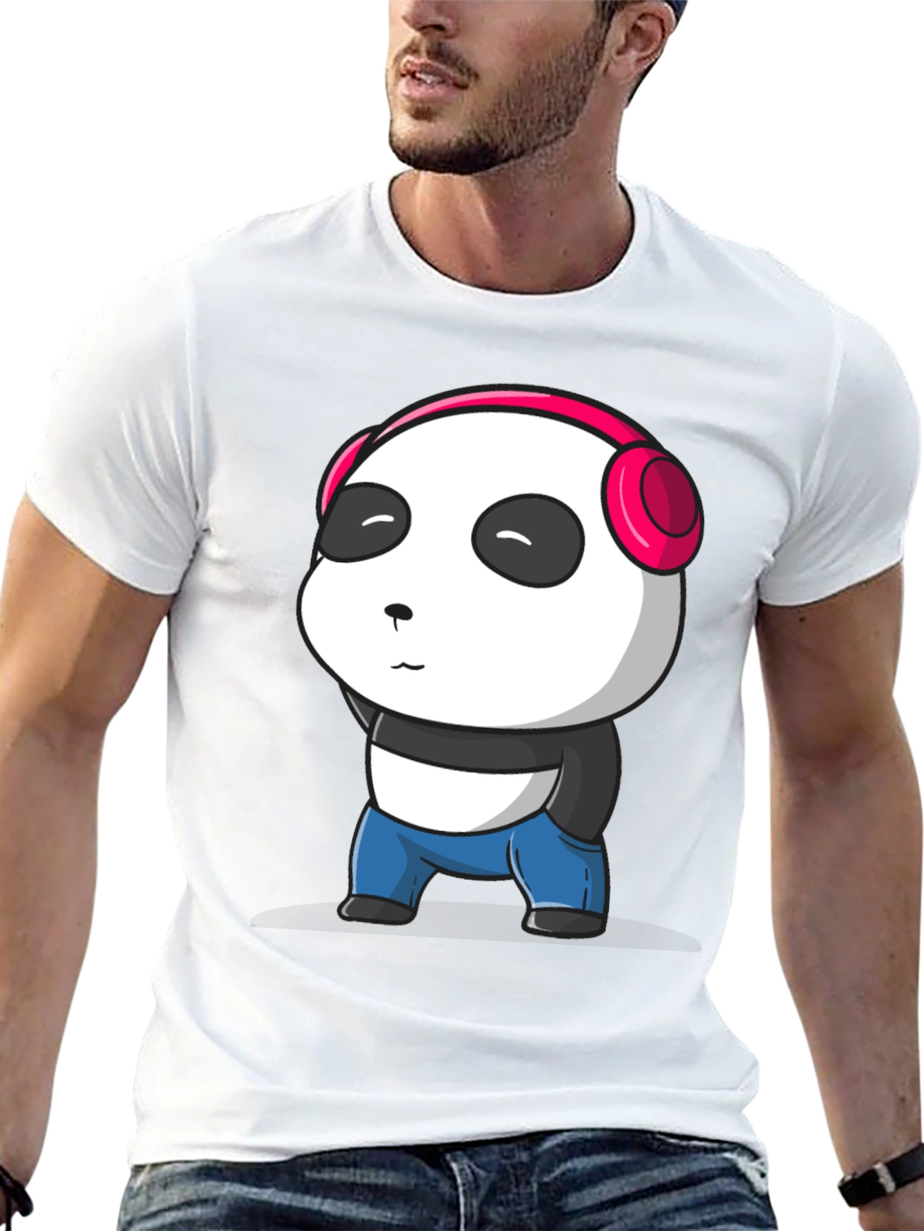 Cute Panda with Headphones Graphic T-Shirt