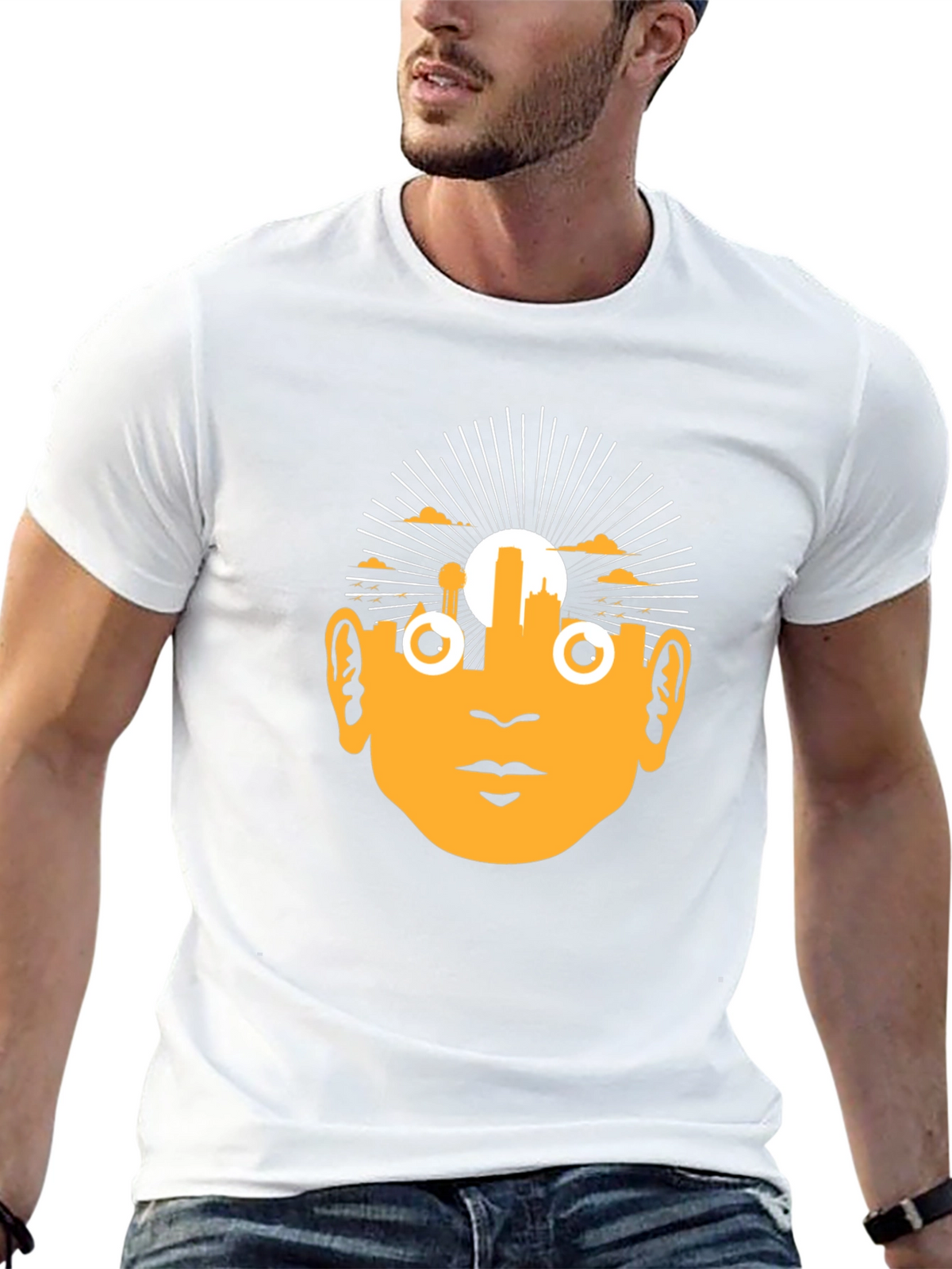 Unique Graphic Tee - Retro Face Design