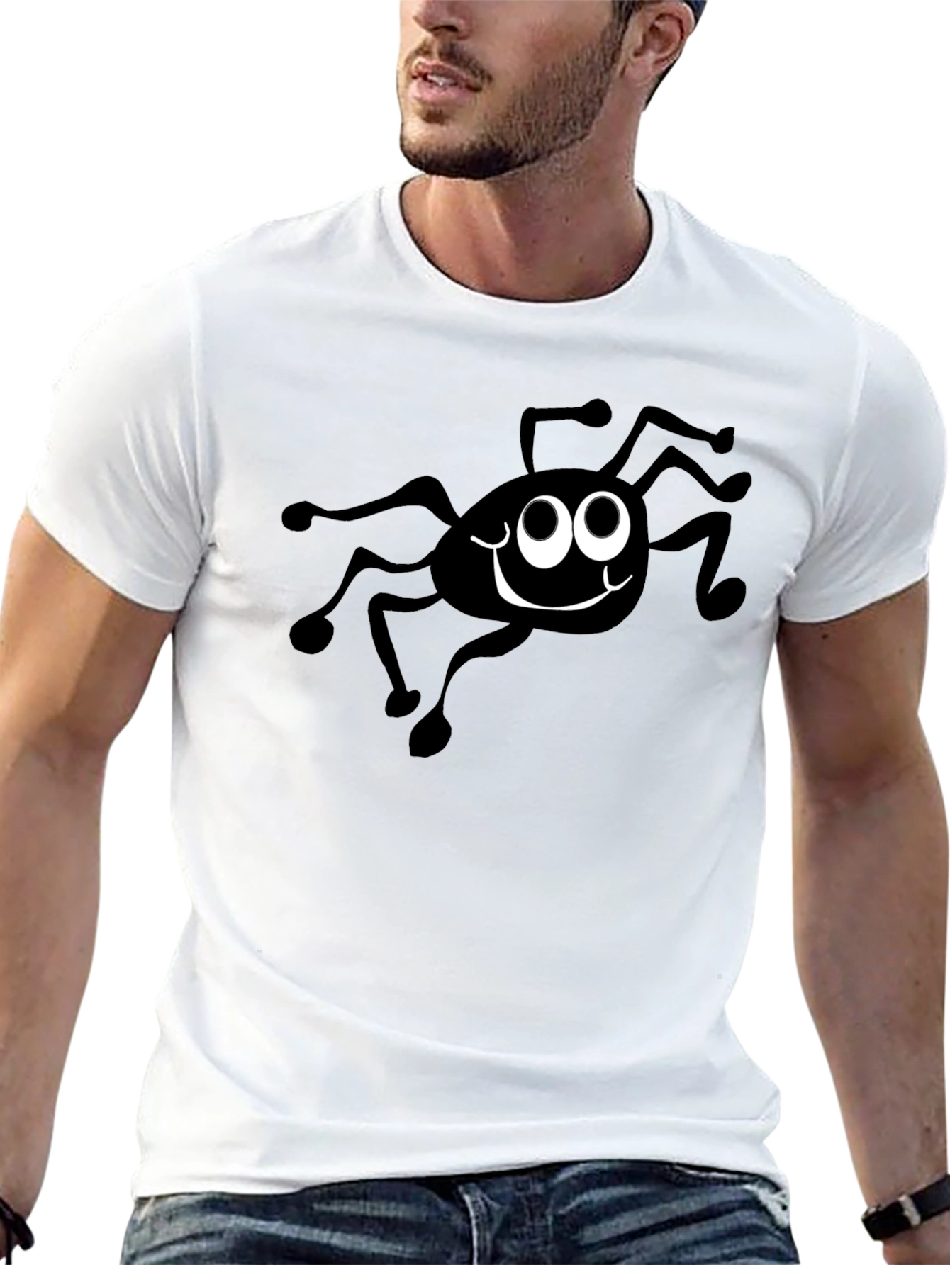 Funny Spider Graphic Black T-Shirt