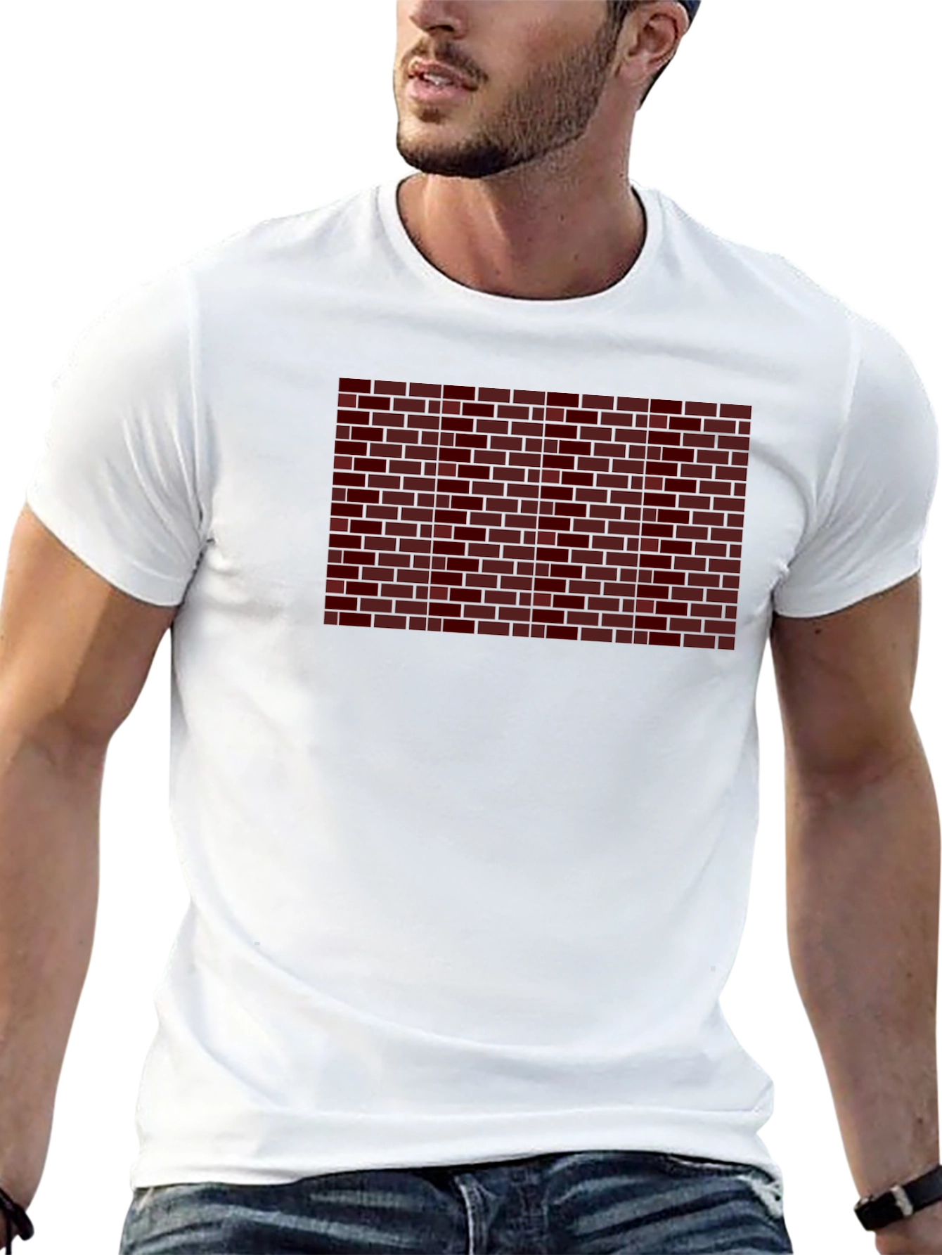 Brick Wall Graphic Tee - Mens Black Cotton T-Shirt