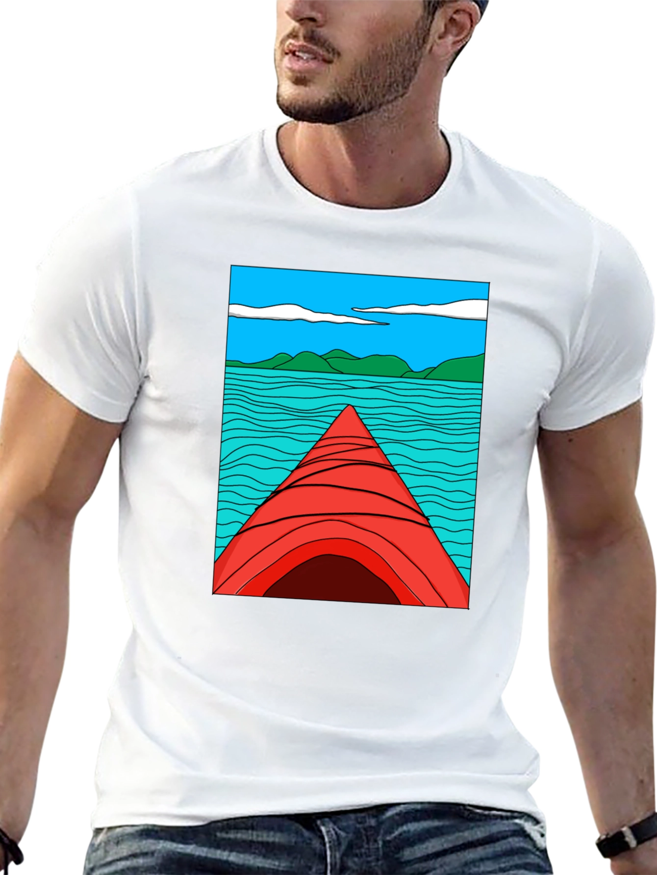Kayak Lake View Graphic T-Shirt