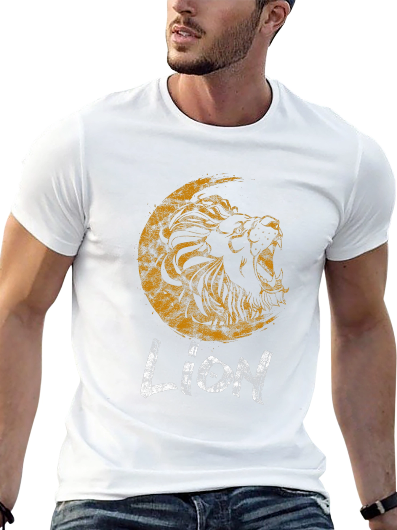 Lion Graphic Print Black T-Shirt