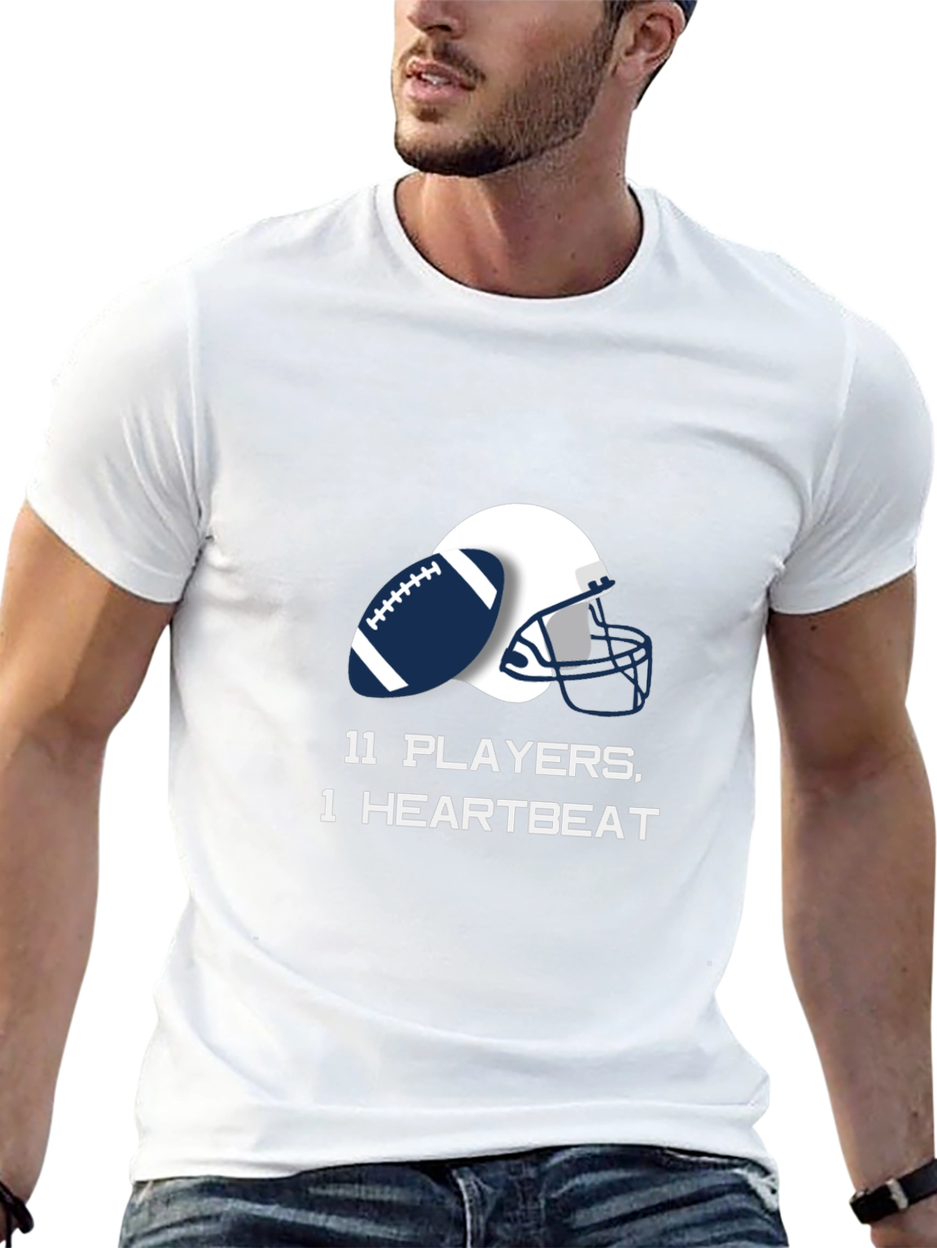 Football Team Unity Tee - 11 Players 1 Heartbeat