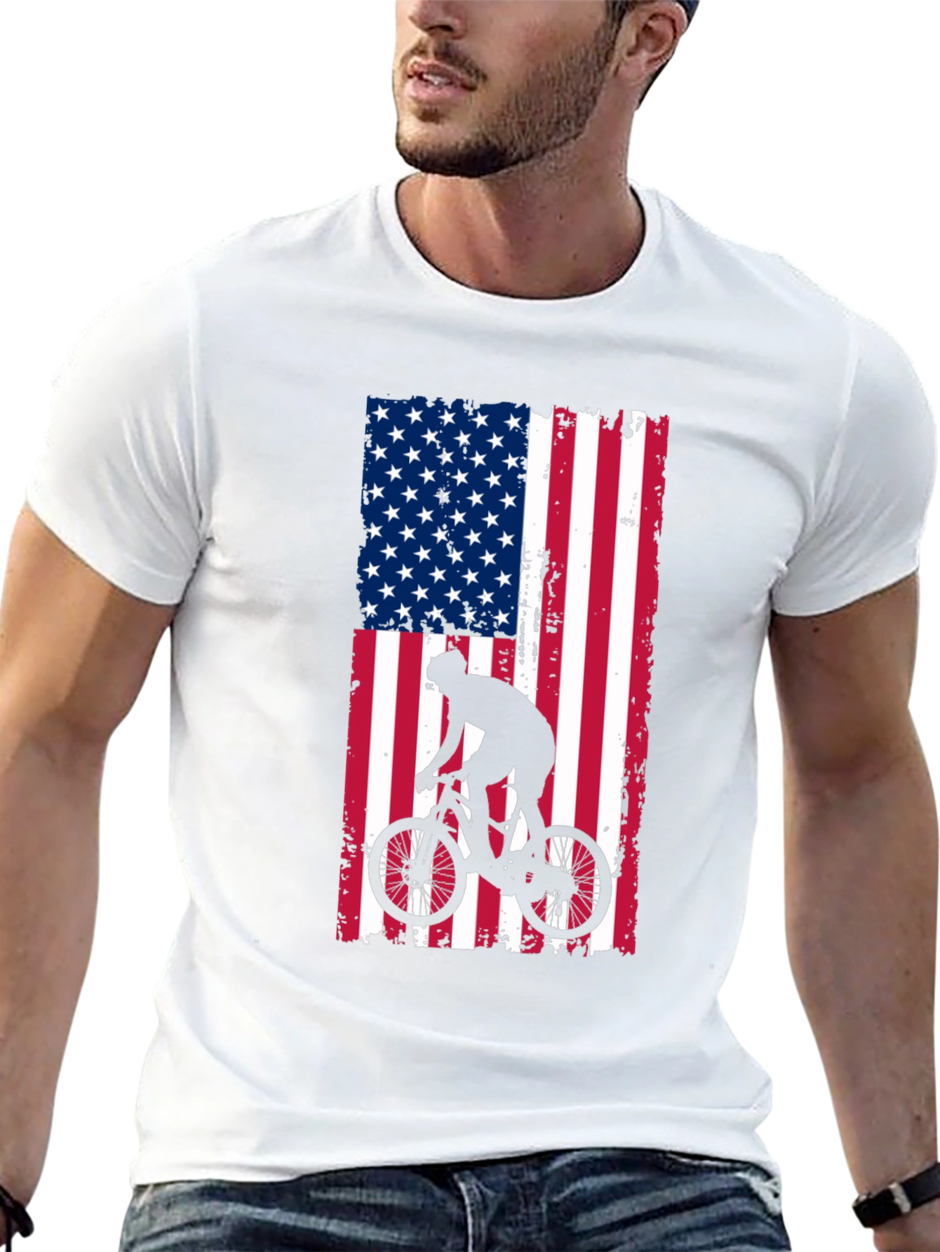 American Flag Biker T-Shirt