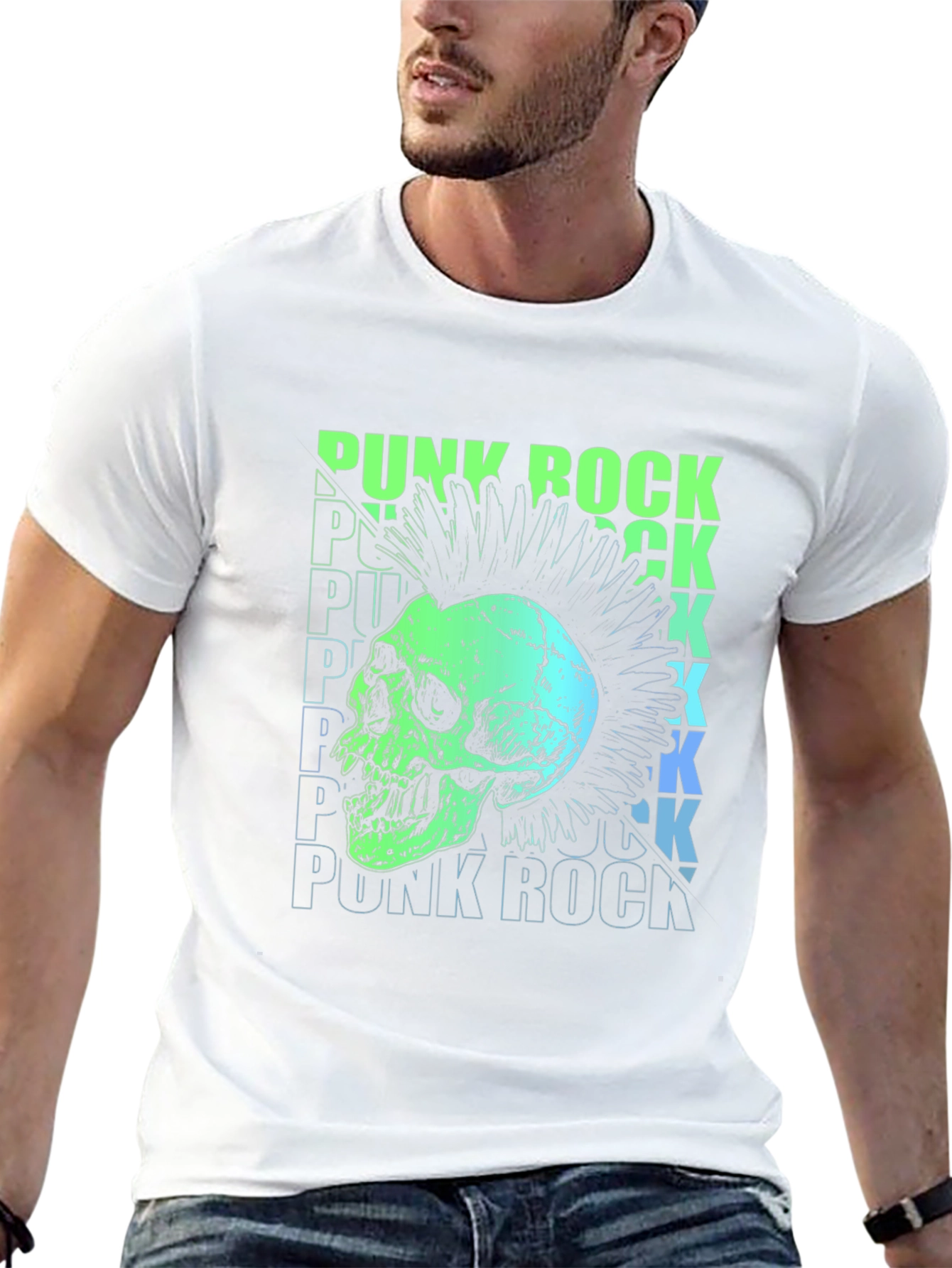 Punk Rock Skull Graphic T-Shirt