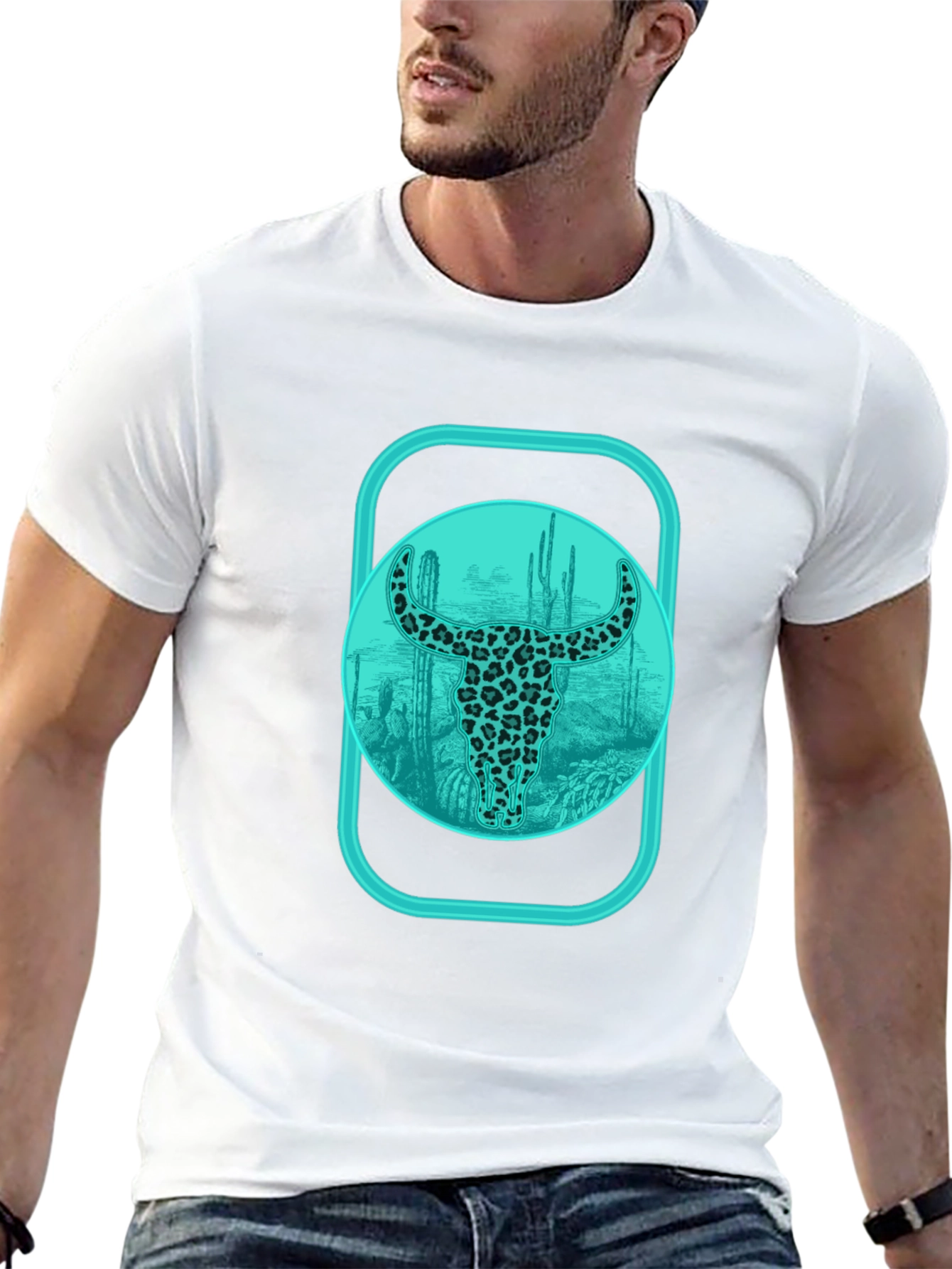 Trendy Bull Skull Graphic Tee - Western Style